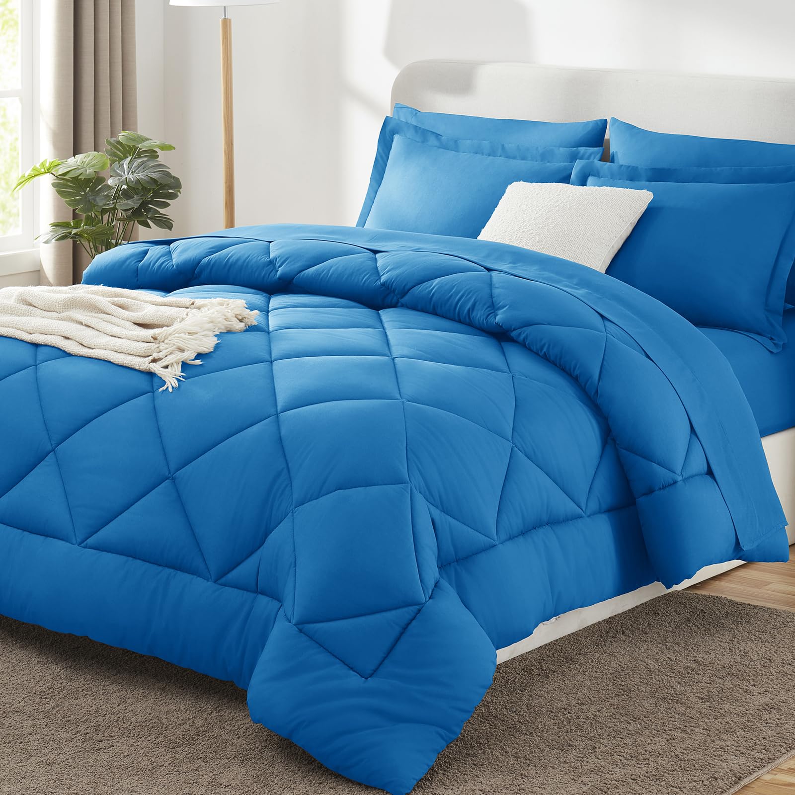 CozyLux Twin XL Comforter Set Black - 5 Pieces Twin Extra Long Bed in a Bag for College Dorm, All Season Bedding Set for Girls and Boys, Soft Bed Set with Comforter, Sheets, Pillowcase & Sham