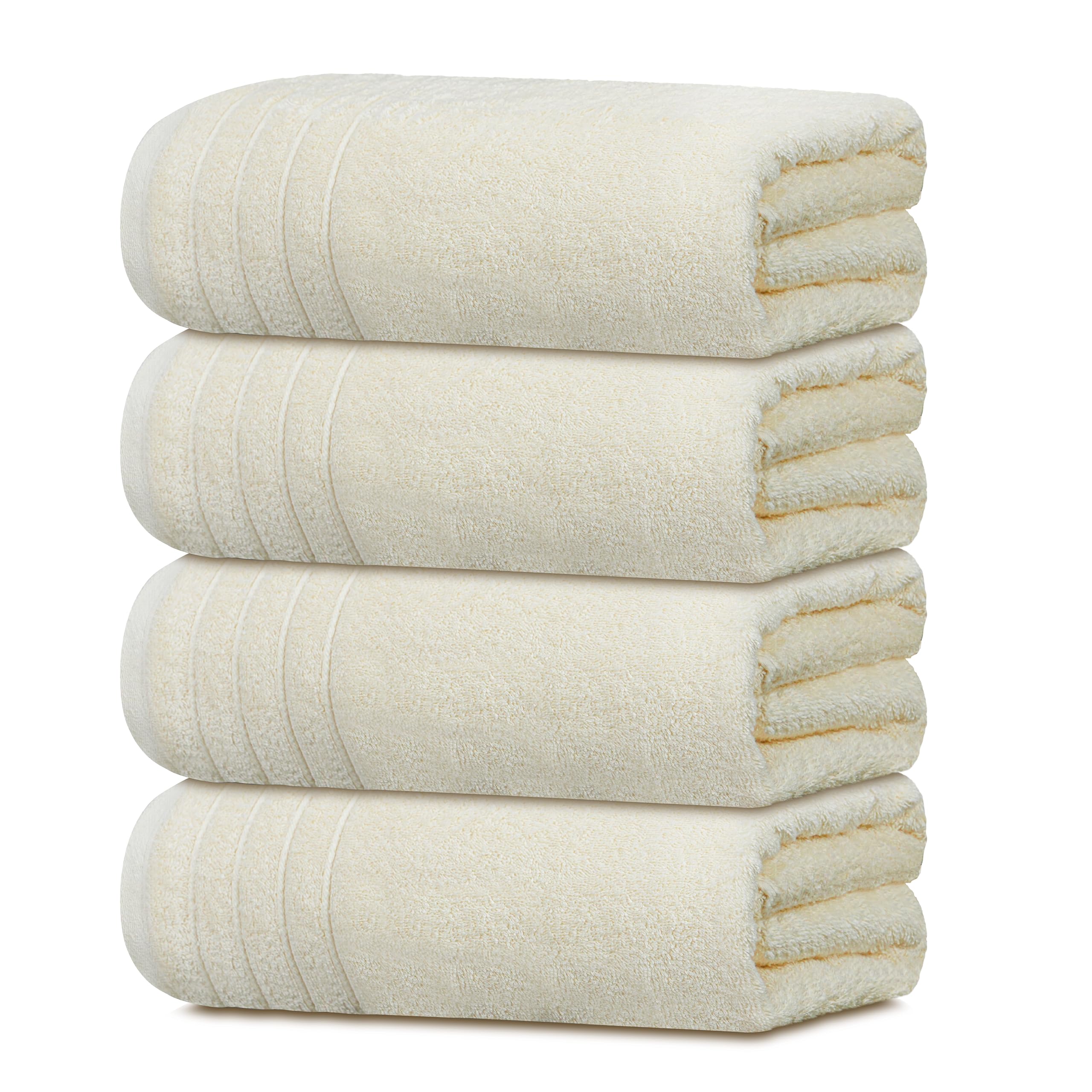 Tens Towels Pack of 4 Extra Large Bath Towels 30 x 60 Inches, 100% Cotton, Larger & Lighter Weight, Quicker to Dry, Super Soft and Absorbent, Perfect for Bathroom, Black