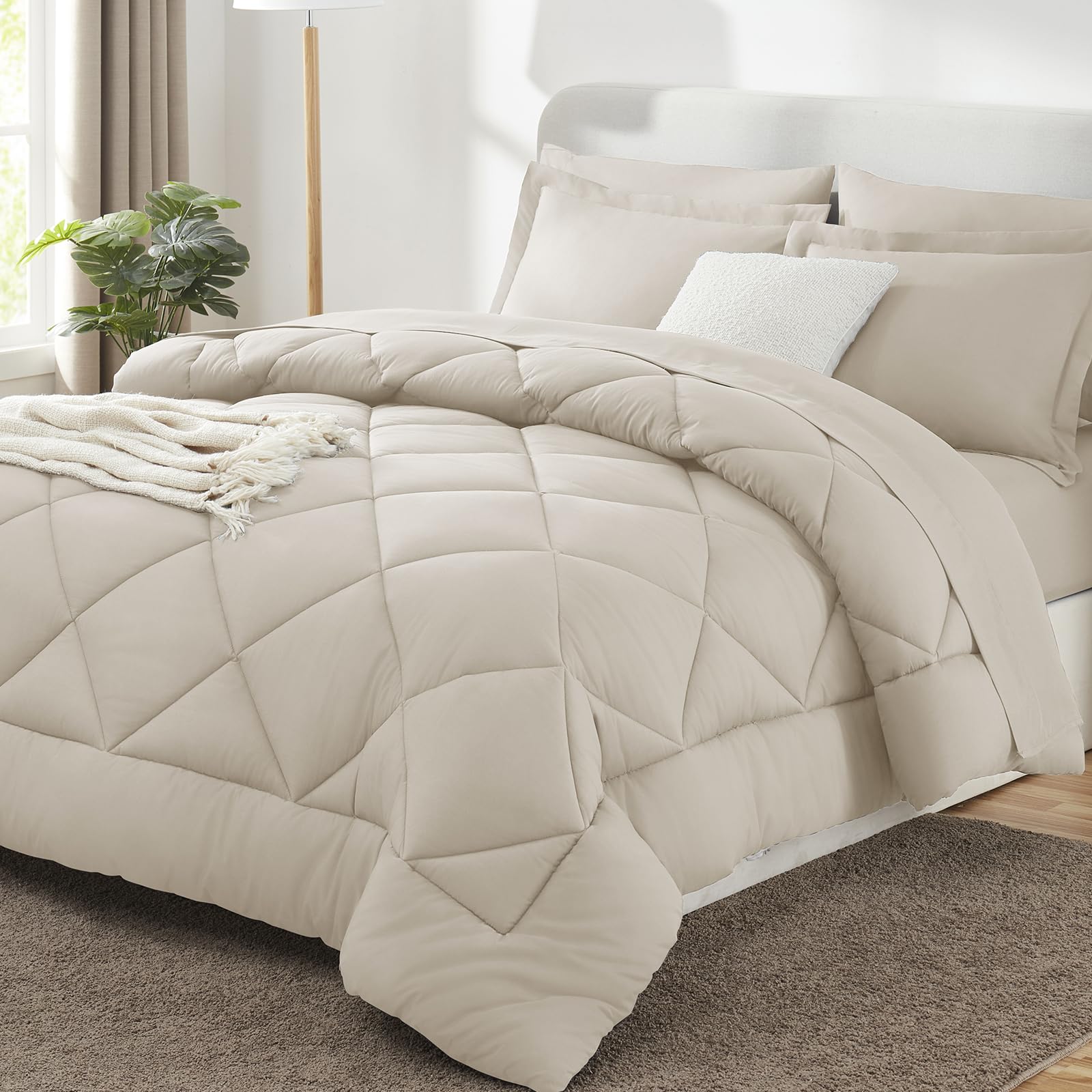 CozyLux Twin XL Comforter Set Black - 5 Pieces Twin Extra Long Bed in a Bag for College Dorm, All Season Bedding Set for Girls and Boys, Soft Bed Set with Comforter, Sheets, Pillowcase & Sham