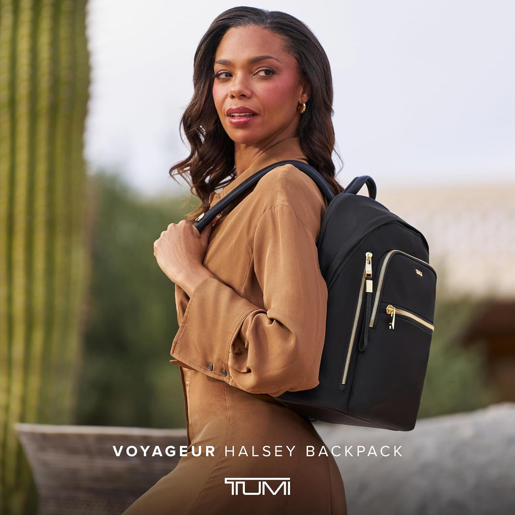 TUMI - Voyageur Halsey Backpack - Travel Backpack - For Business, Fashion, Commute - Holds Up to 14" Screens - Black & Gold