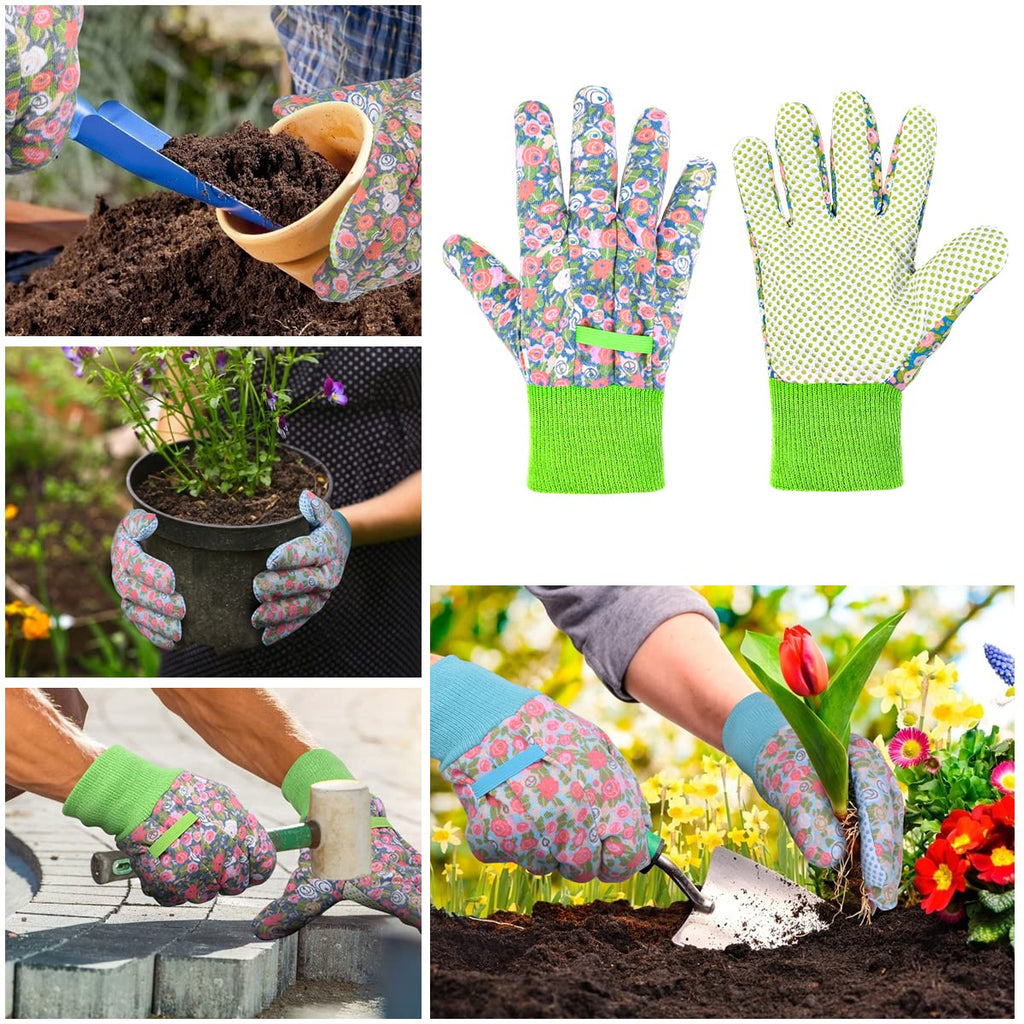 Ainiv Floral Gardening Gloves for Women/Ladies, Non-Slip Garden Work Gloves,Breathable Yard Work Glove Light Working Gloves