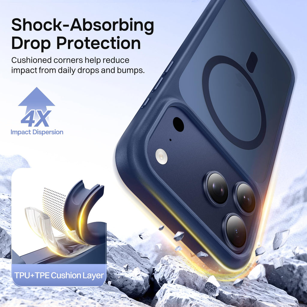 Magnetic for iPhone 17 Pro Max Case, Compatible with MagSafe, [Military Grade Drop Protection] Translucent Matte Shockproof Protective Anti-Fingerprint Phone Case, 6.9", Dark Purple