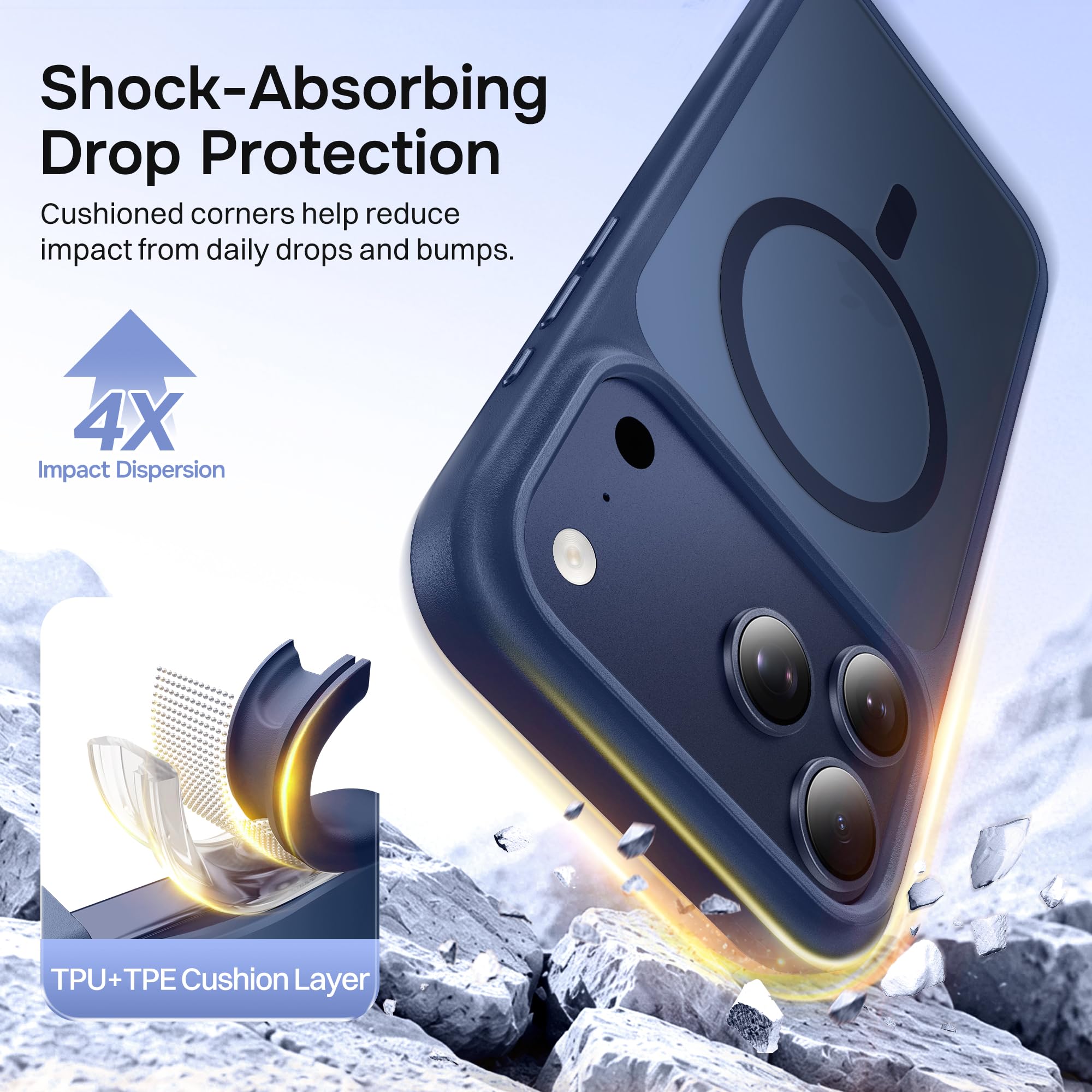 Magnetic for iPhone 17 Pro Max Case, Compatible with MagSafe, [Military Grade Drop Protection] Translucent Matte Shockproof Protective Anti-Fingerprint Phone Case, 6.9", Dark Purple