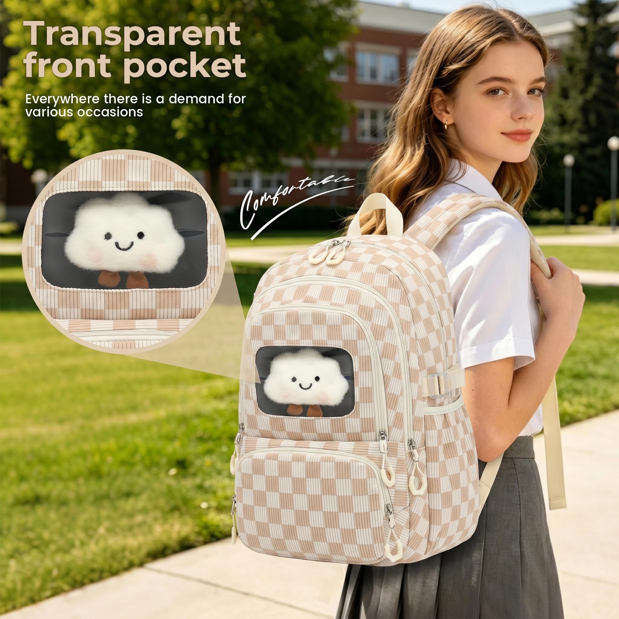 Corduroy School Backpack Set for Girls Boys Women, 3Pcs Kids Bookbag with Lunch Box & Pencil Pouch, Elementary Middle High School College Daypack 15.6" Laptop Bag for Work Travel, Leopard Brown