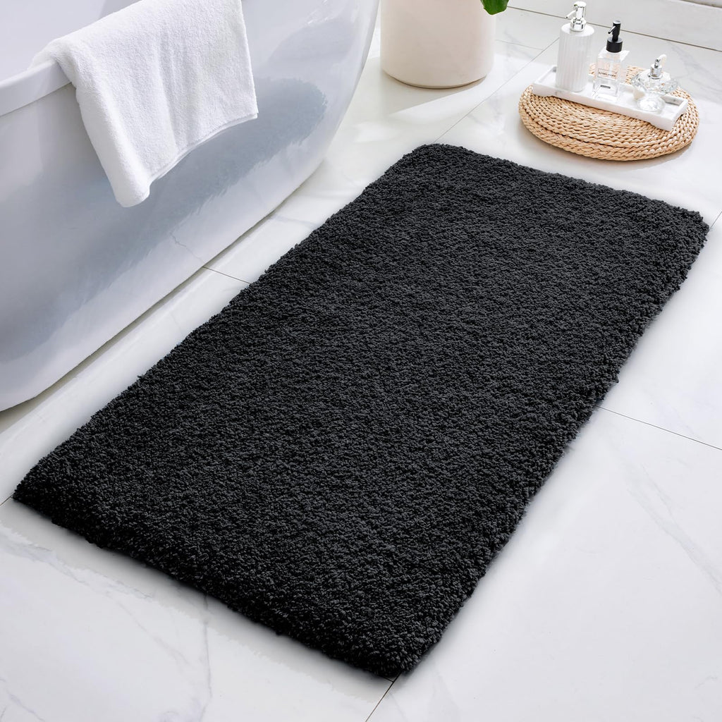ILANGO Pink Bathroom Rugs 24" × 17" Non Slip & Super Absorbent Extra Thick Soft, Washable Bath Mat for Floor, Non Shedding Microfiber Plush Holiday Bath Rug with Rubber for Shower Sink