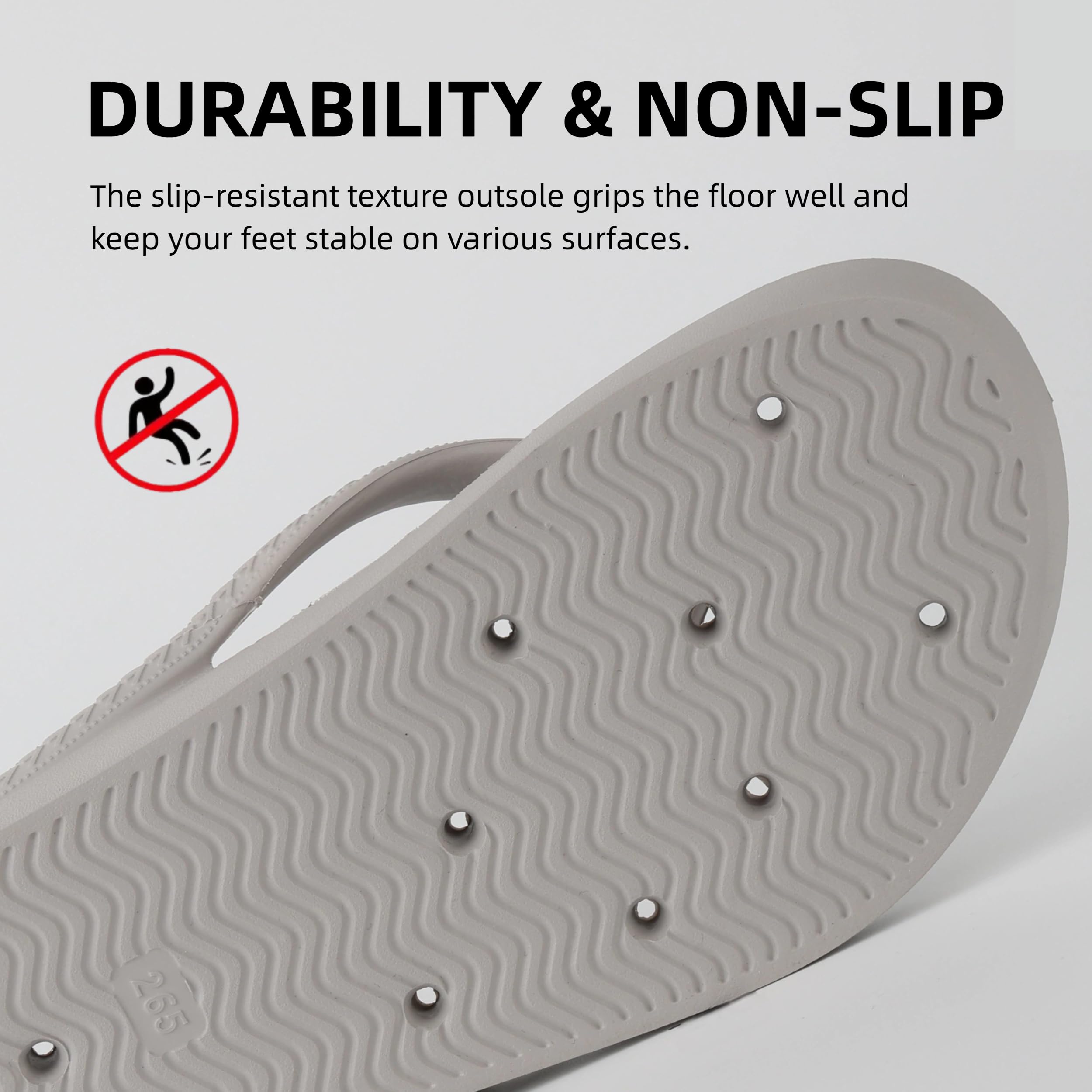 Shower Shoes for Men & Women, Non-Slip Slippers Quickly Drying Sandals, Arch Support Flip Flops for Beach Pool Bath Gym College Dorm