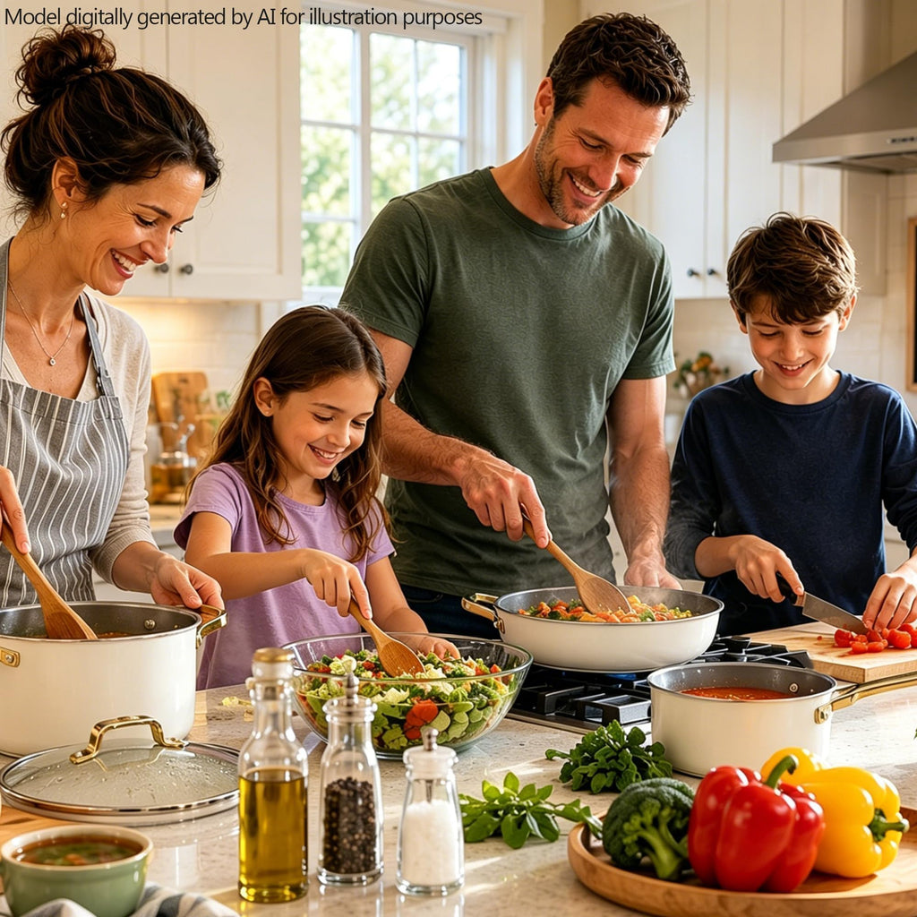 Ceramic Cookware Set, Pots & Pans Set, 10PC for RV and Apartment | Include saucepan, saute pan, stockpot, frying pans, oven safe to 480°F, dishwasher safe, non-toxic PFAS free, induction bases