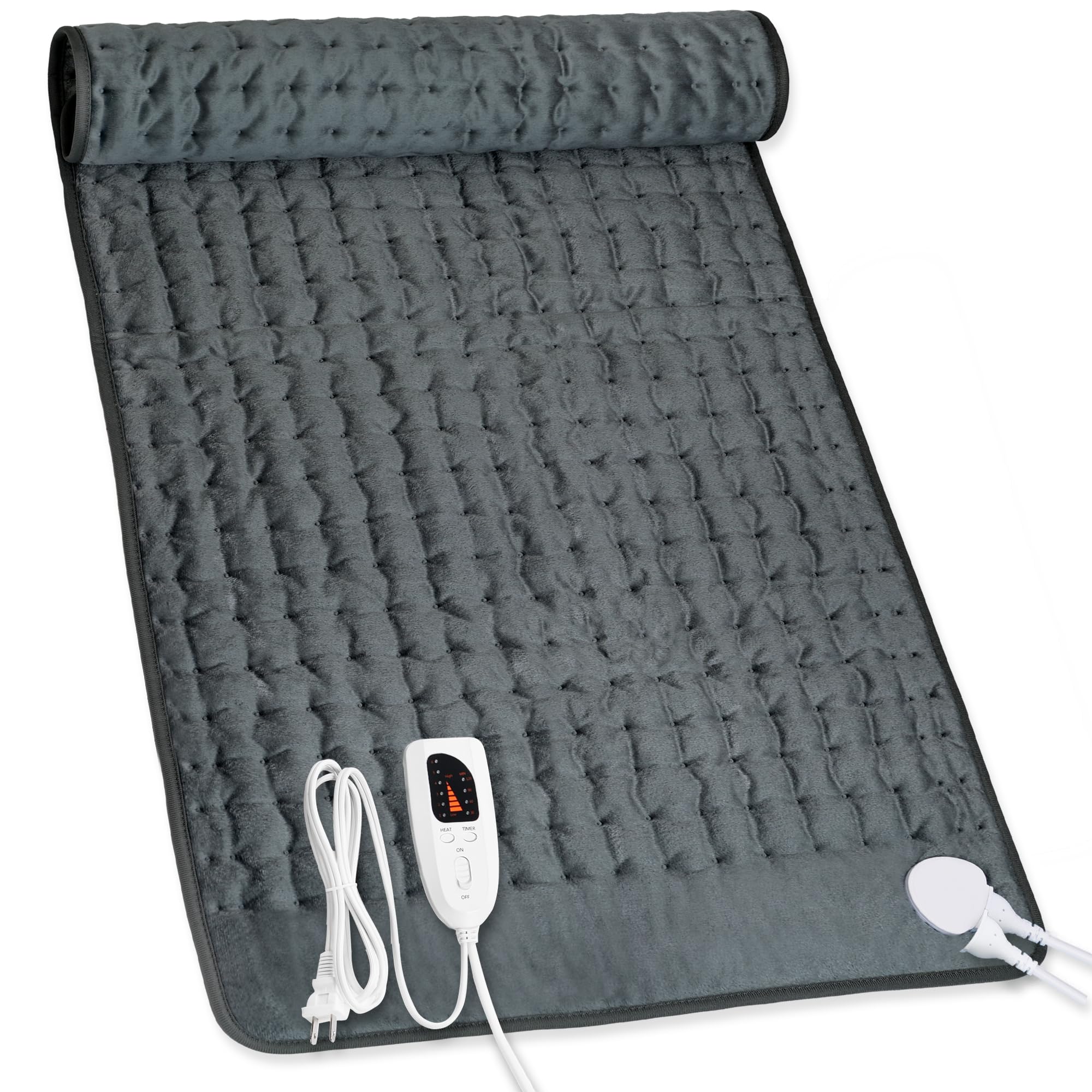 Heating Pad,Heated Blanket,Heating Pad for Back Neck,Silvergray,24x12In | Electric Heating Pad,Dry/Moist Heat Heating Pads,Heating Pads for Shoulder,Abdomen,Knee,Heat Pad for Women Men,Birthday Gift