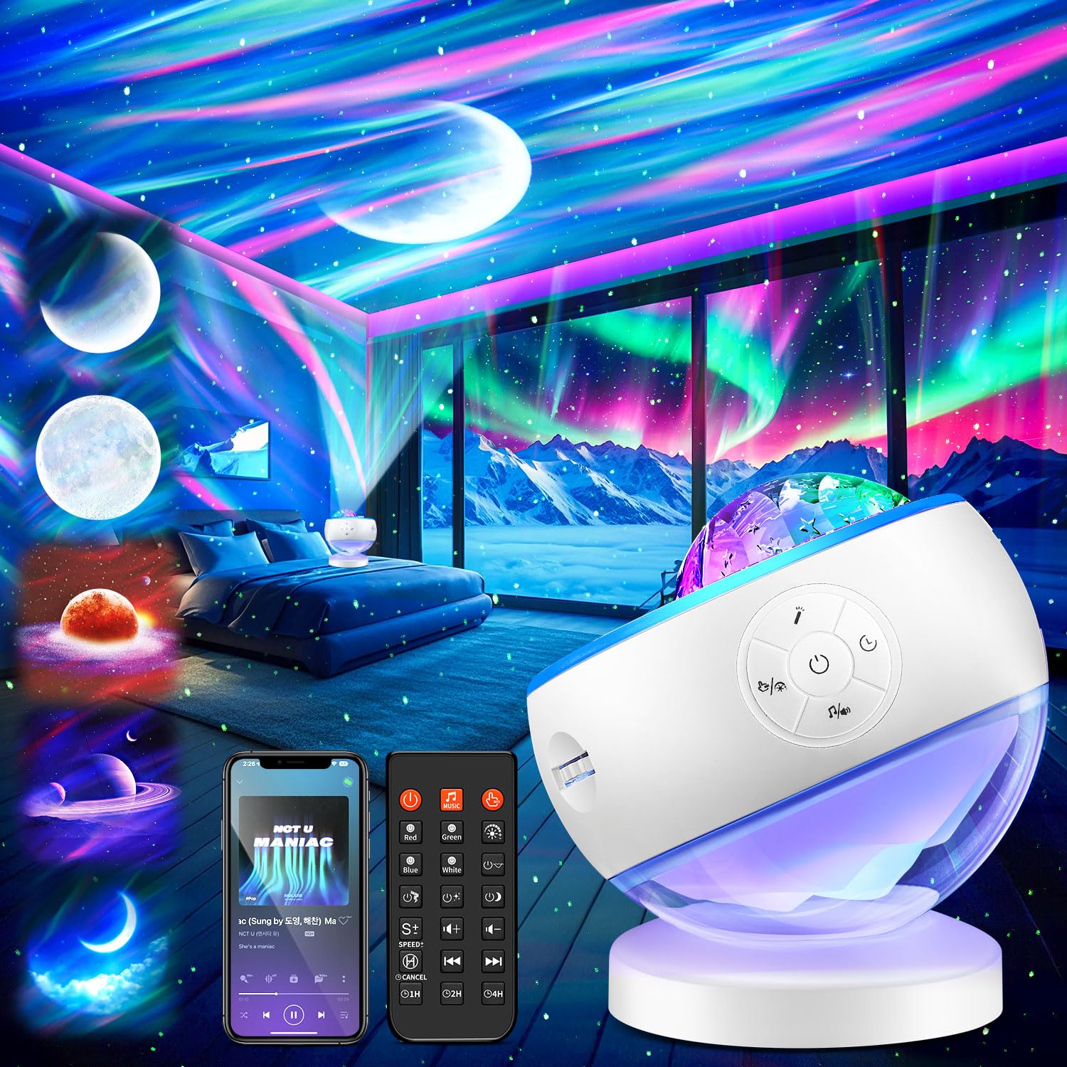 Galaxy Projector Night Light Projector Teen Girl Gifts Trendy Stuff,18-Color Lava Lamp LED Lights for Bedroom Northern Ocean Projector Mood Ambient Lighting,Remote Birthday Gifts Dorm Decor Room Decor