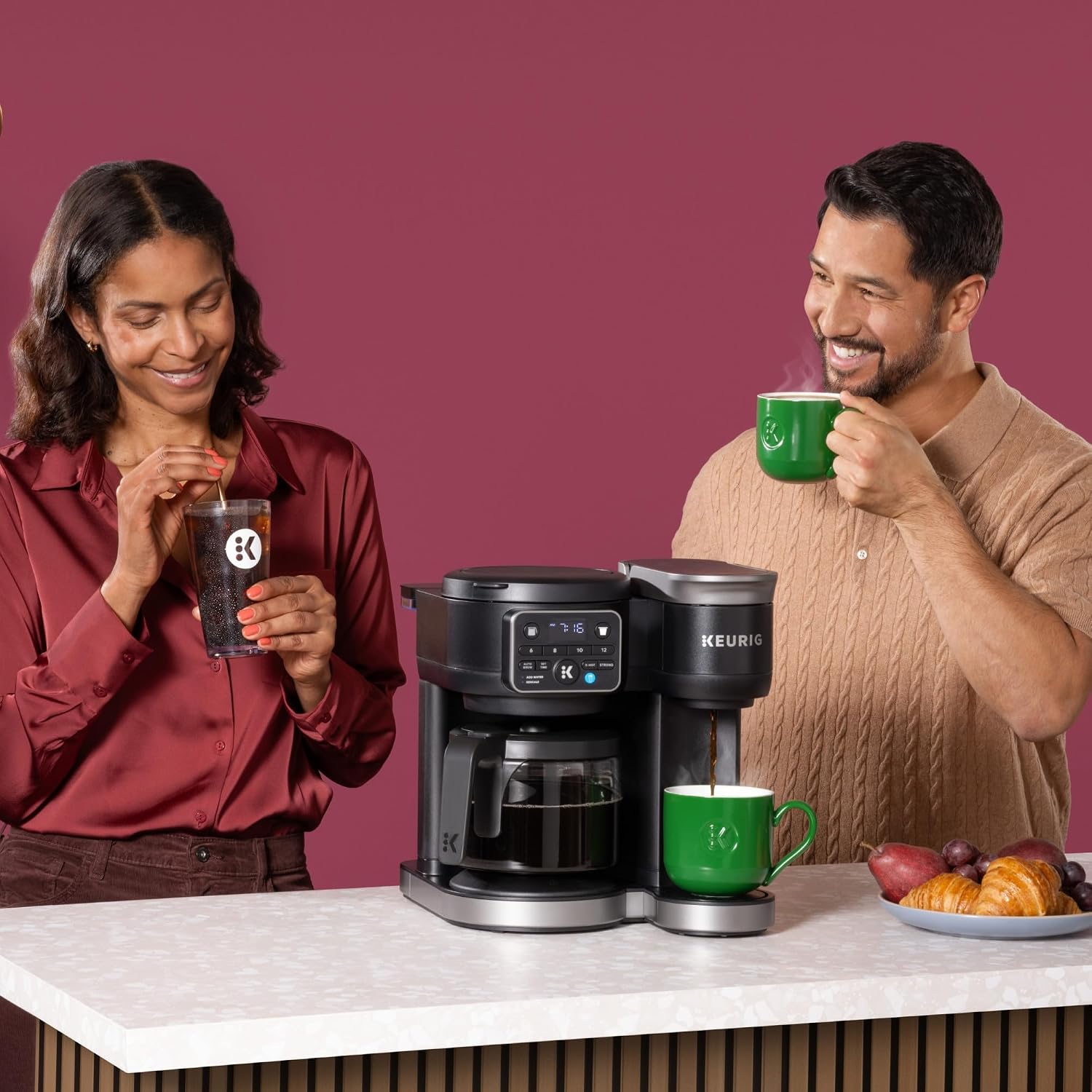 Keurig K-Duo Hot & Iced Single Serve & Carafe Coffee Maker, MultiStream Technology, 72oz Reservoir (Gen 2) | Multistream Tech, Brews K-Cup Pods and Grounds, Brew-over-Ice, Strong and Extra Hot, 6-12 Oz Cups, 6-12 Cup Carafe