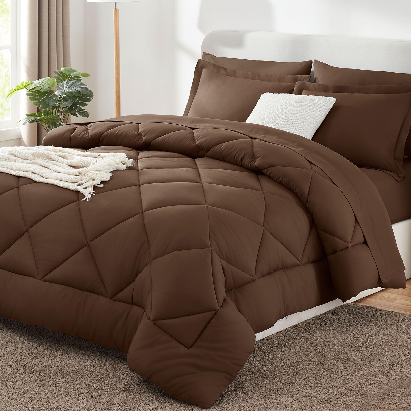 CozyLux Twin XL Comforter Set Black - 5 Pieces Twin Extra Long Bed in a Bag for College Dorm, All Season Bedding Set for Girls and Boys, Soft Bed Set with Comforter, Sheets, Pillowcase & Sham