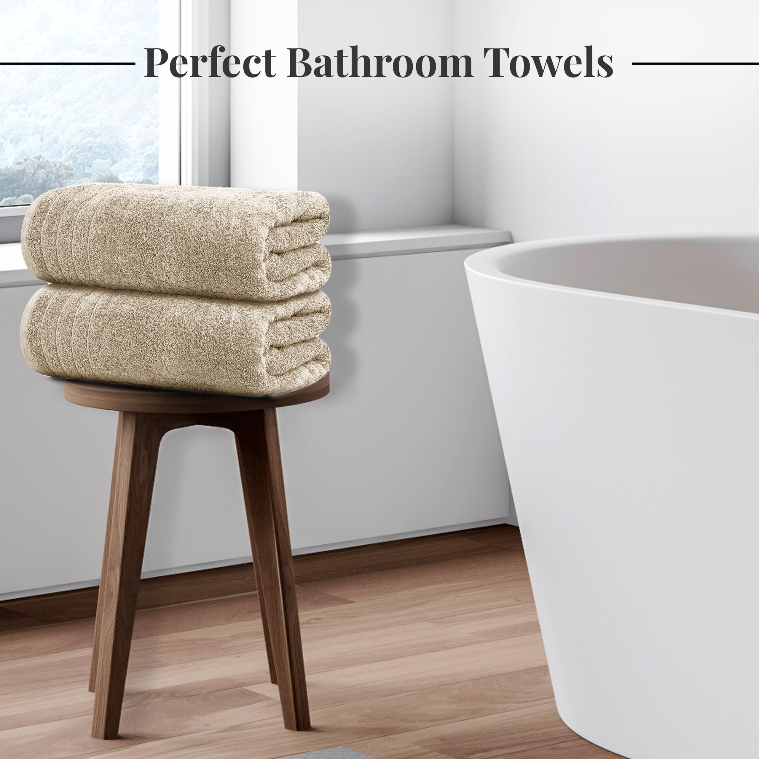 Tens Towels Pack of 4 Extra Large Bath Towels 30 x 60 Inches, 100% Cotton, Larger & Lighter Weight, Quicker to Dry, Super Soft and Absorbent, Perfect for Bathroom, Black