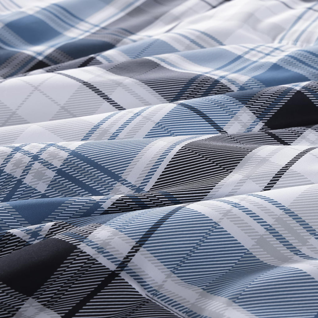 MaiRêve Plaid Twin XL Comforter Set Navy Blue 5 Pieces Dorm Bed in a Bag | Rustic Farmhouse Bedding Sets for Boys Teen with Sheets, Pillowcase & Sham