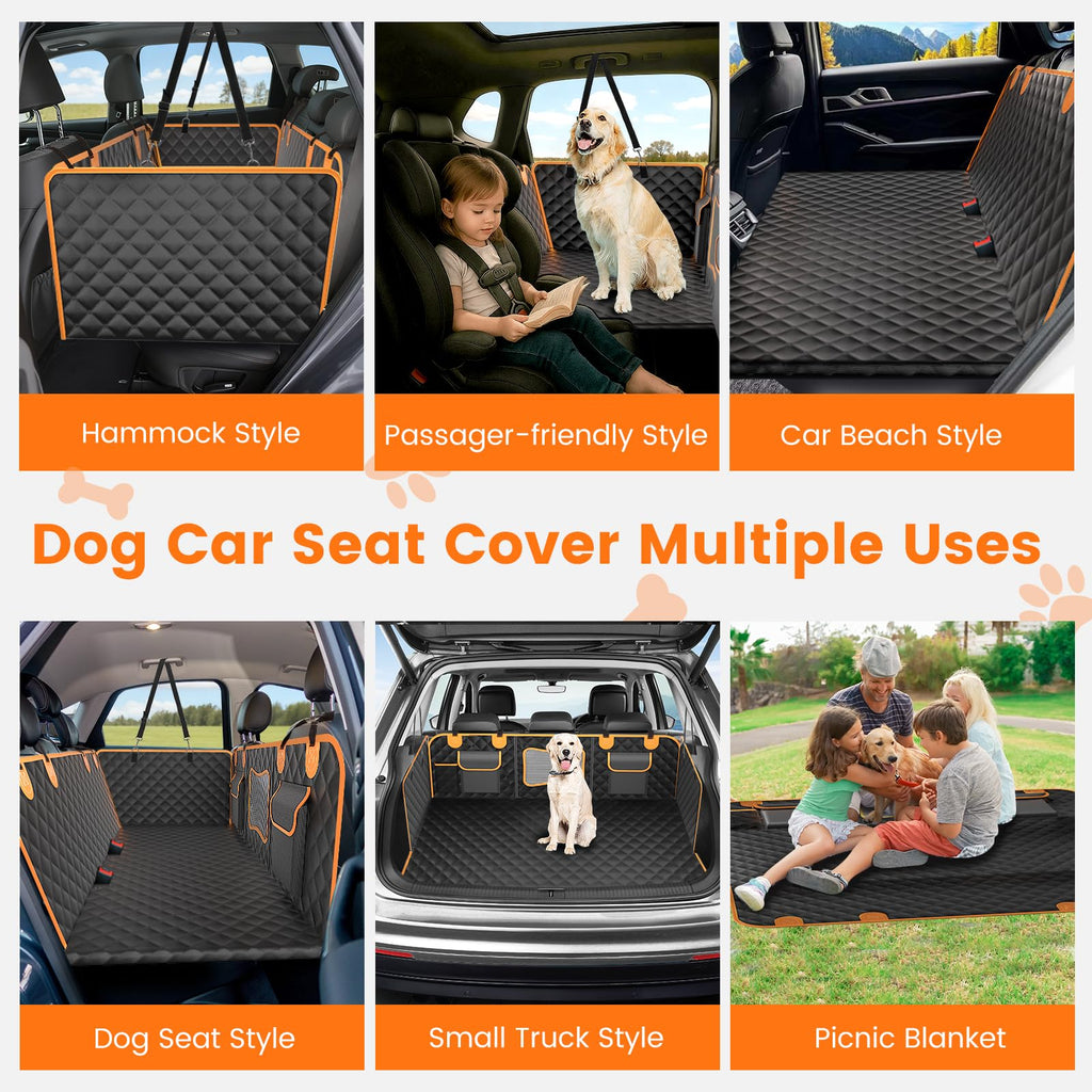 Dog Seat Cover for Back Seat, Hard Bottom Car Seat Cover for Dogs | Back Seat Extender Holds 500 lbs, Waterproof Back Seat Pet Cover for Dogs, Dog Hammock Travel Accessories for Car,SUV,Truck