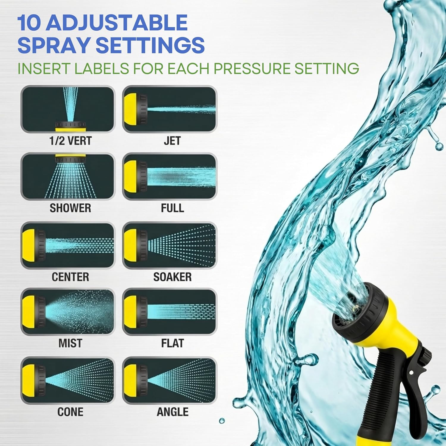 J&B XpandaHose 75ft Expandable Garden Hose, Lightweight, Brass Connectors | Ultra Strong 3750D fabric, 4-layer latex core, expands 3X, kink & leak-resistant, 10-pattern nozzle, storage bag