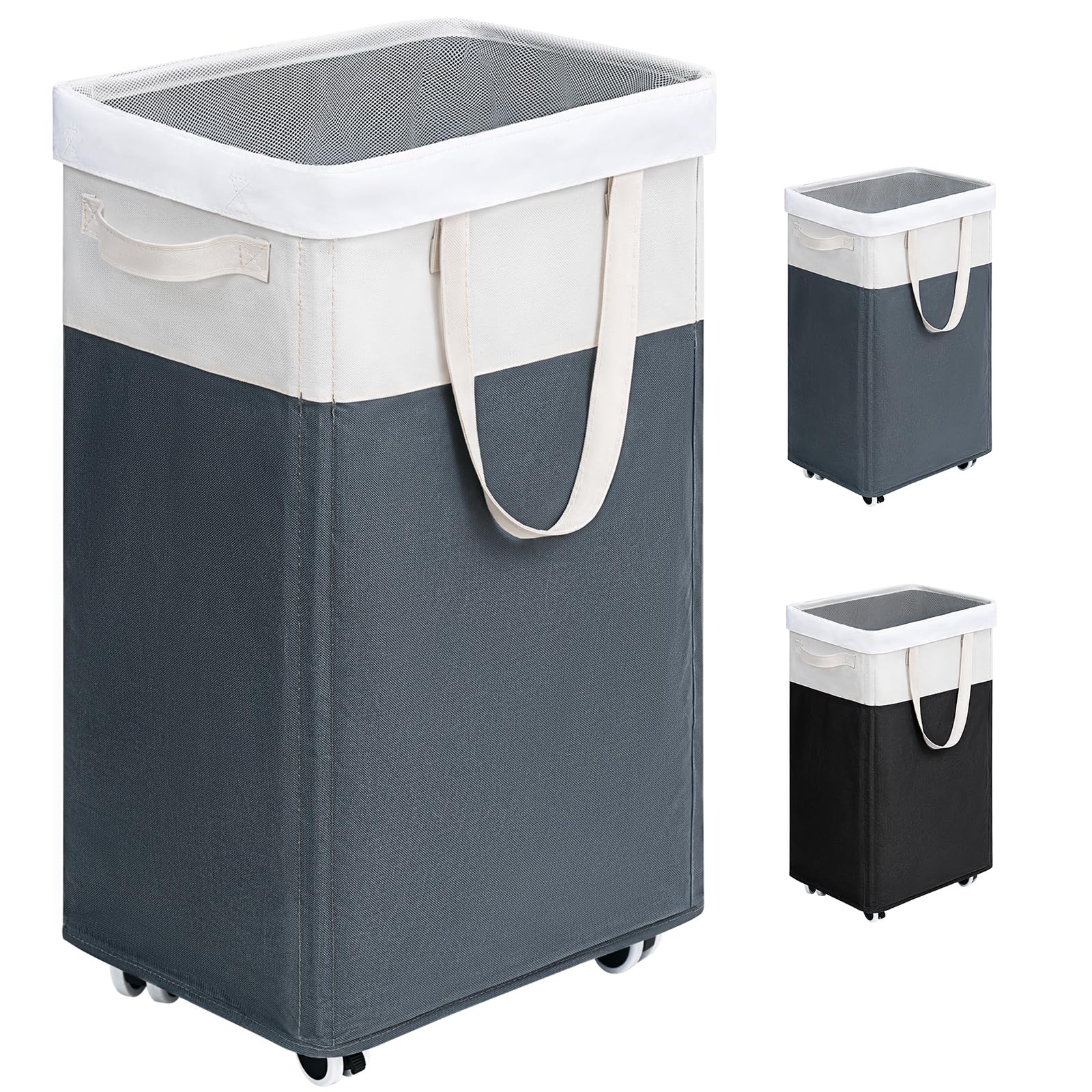 Goodpick Pink Laundry Basket with Wheels, Dorm Room Essentials for Girls, 75L Collapsible Laundry Basket, Laundry Hamper with Handle for College Dorm