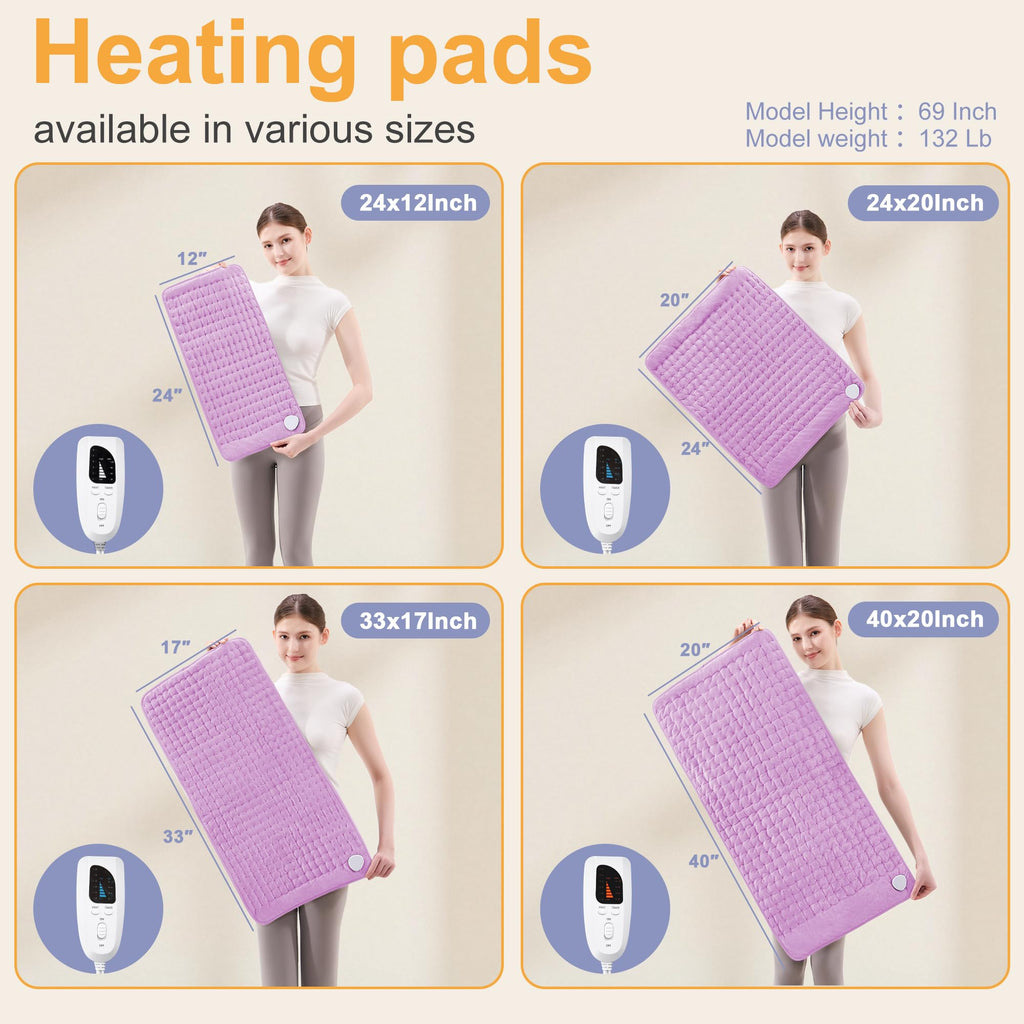 Heating Pad,Heated Blanket,Heating Pad for Back Neck,Silvergray,24x12In | Electric Heating Pad,Dry/Moist Heat Heating Pads,Heating Pads for Shoulder,Abdomen,Knee,Heat Pad for Women Men,Birthday Gift