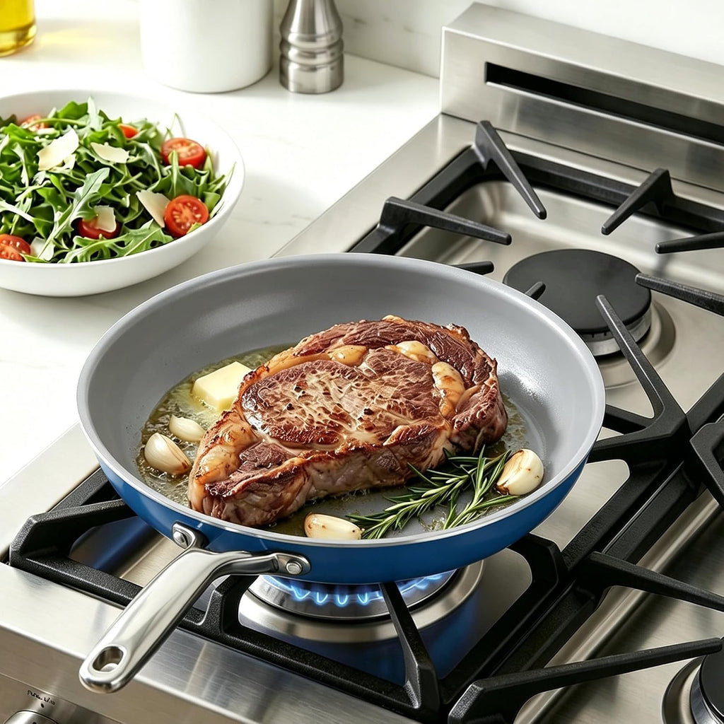 Ceramic Cookware Set, Pots & Pans Set, 10PC for RV and Apartment | Include saucepan, saute pan, stockpot, frying pans, oven safe to 480°F, dishwasher safe, non-toxic PFAS free, induction bases