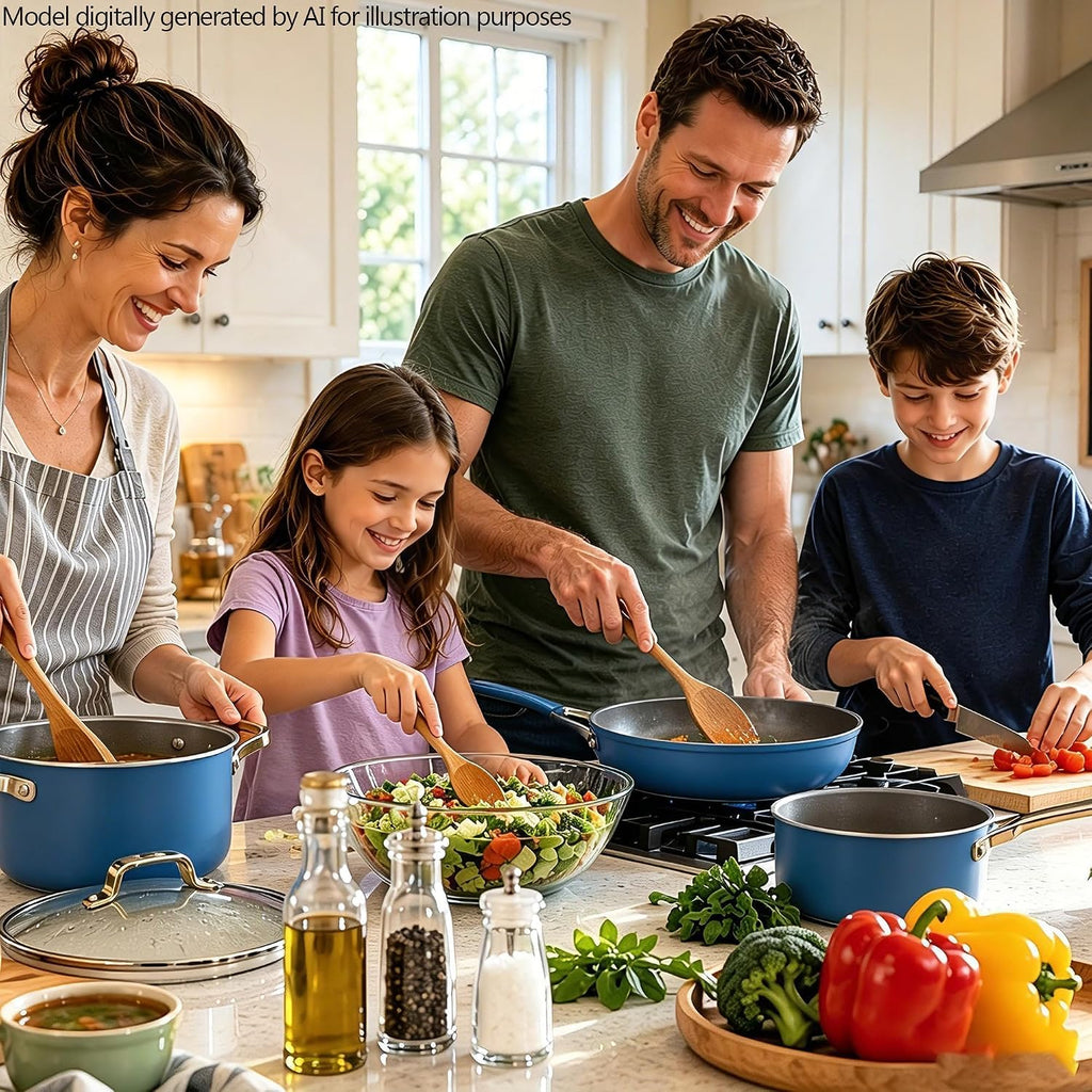 Ceramic Cookware Set, Pots & Pans Set, 10PC for RV and Apartment | Include saucepan, saute pan, stockpot, frying pans, oven safe to 480°F, dishwasher safe, non-toxic PFAS free, induction bases