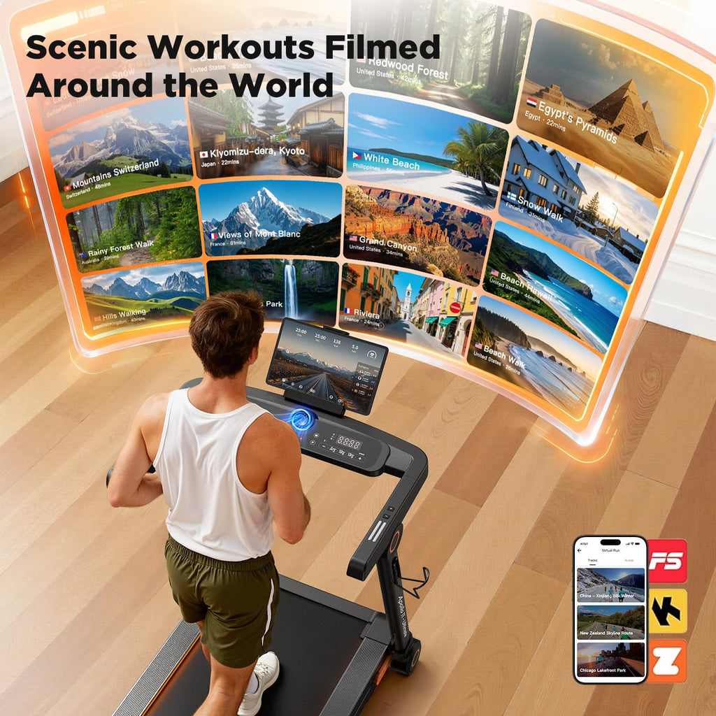 Vitalwalk Foldable Treadmill with Auto Incline, Commercial 49"x18" Wide Running Belt, 10MPH, 3.5HP Brushless, Walking Pad Treadmill for Home, Auto Folding, No Installation, 350LBS, APP