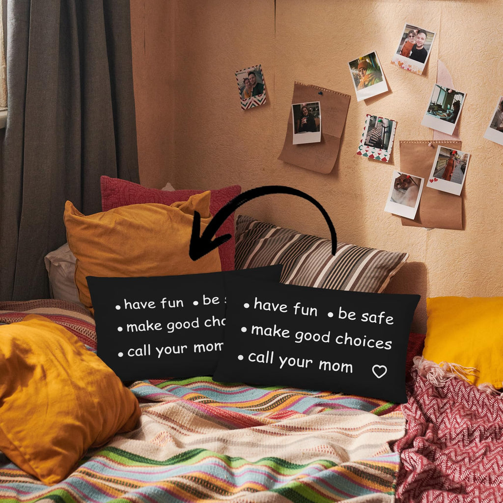 HIWX College Dorm Decor,Funny Have Fun Be Safe Make Good Choices Call Your Mom Decorative 18 x 18 Throw Pillow Cover,Call Your Mom Pillow,Throw Pillows for Dorm Bed Room Student Decor Pillowcase