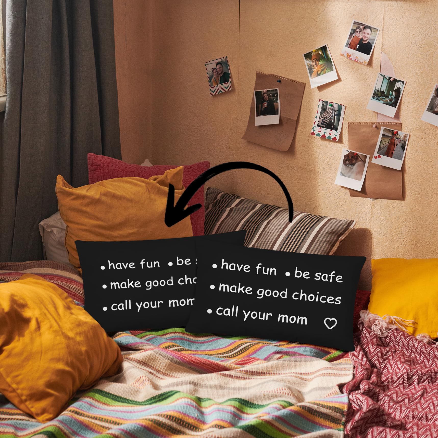 HIWX College Dorm Decor,Funny Have Fun Be Safe Make Good Choices Call Your Mom Decorative 18 x 18 Throw Pillow Cover,Call Your Mom Pillow,Throw Pillows for Dorm Bed Room Student Decor Pillowcase