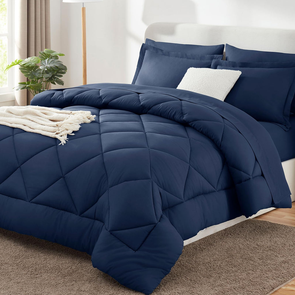 CozyLux Twin XL Comforter Set Black - 5 Pieces Twin Extra Long Bed in a Bag for College Dorm, All Season Bedding Set for Girls and Boys, Soft Bed Set with Comforter, Sheets, Pillowcase & Sham