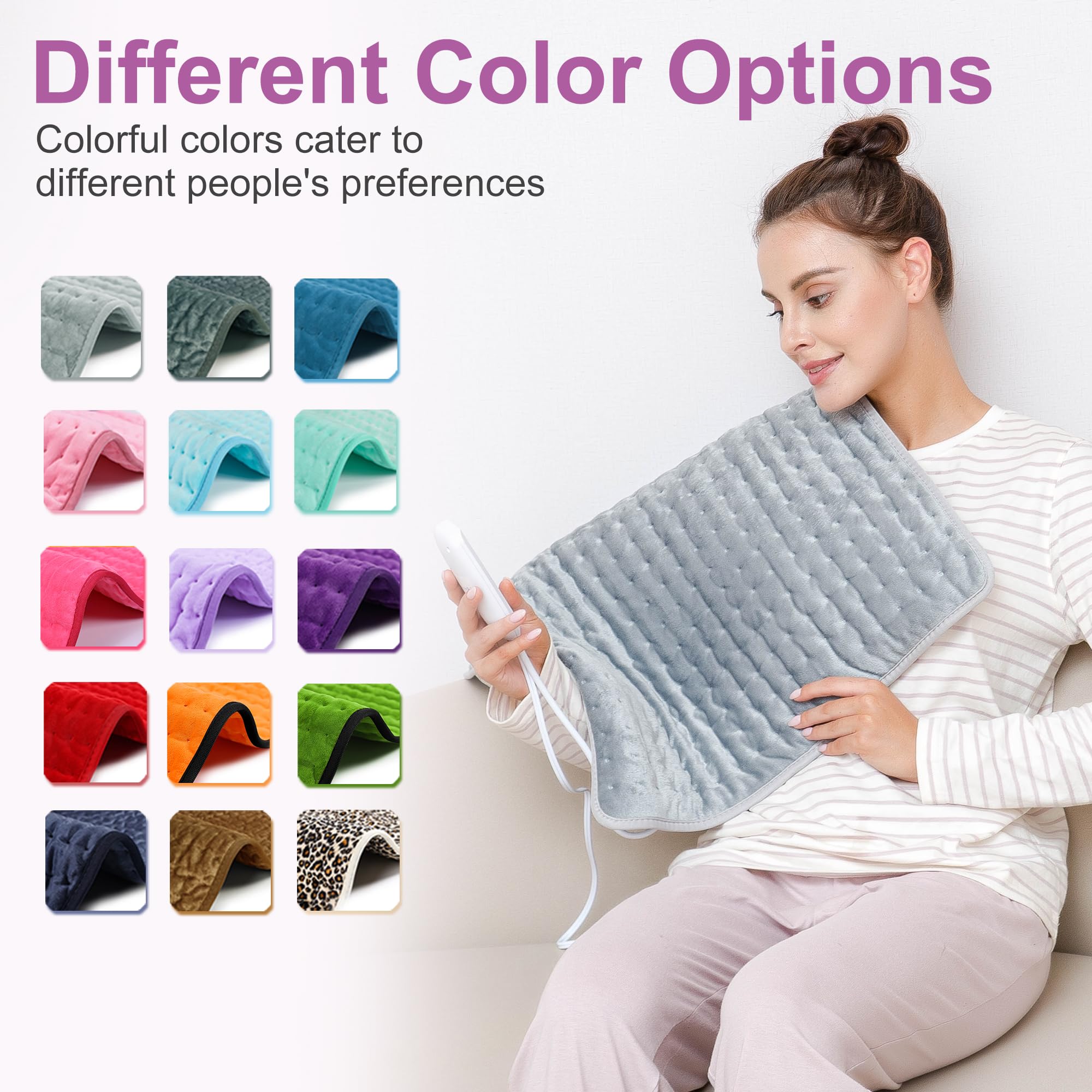 Heating Pad,Heated Blanket,Heating Pad for Back Neck,Silvergray,24x12In | Electric Heating Pad,Dry/Moist Heat Heating Pads,Heating Pads for Shoulder,Abdomen,Knee,Heat Pad for Women Men,Birthday Gift