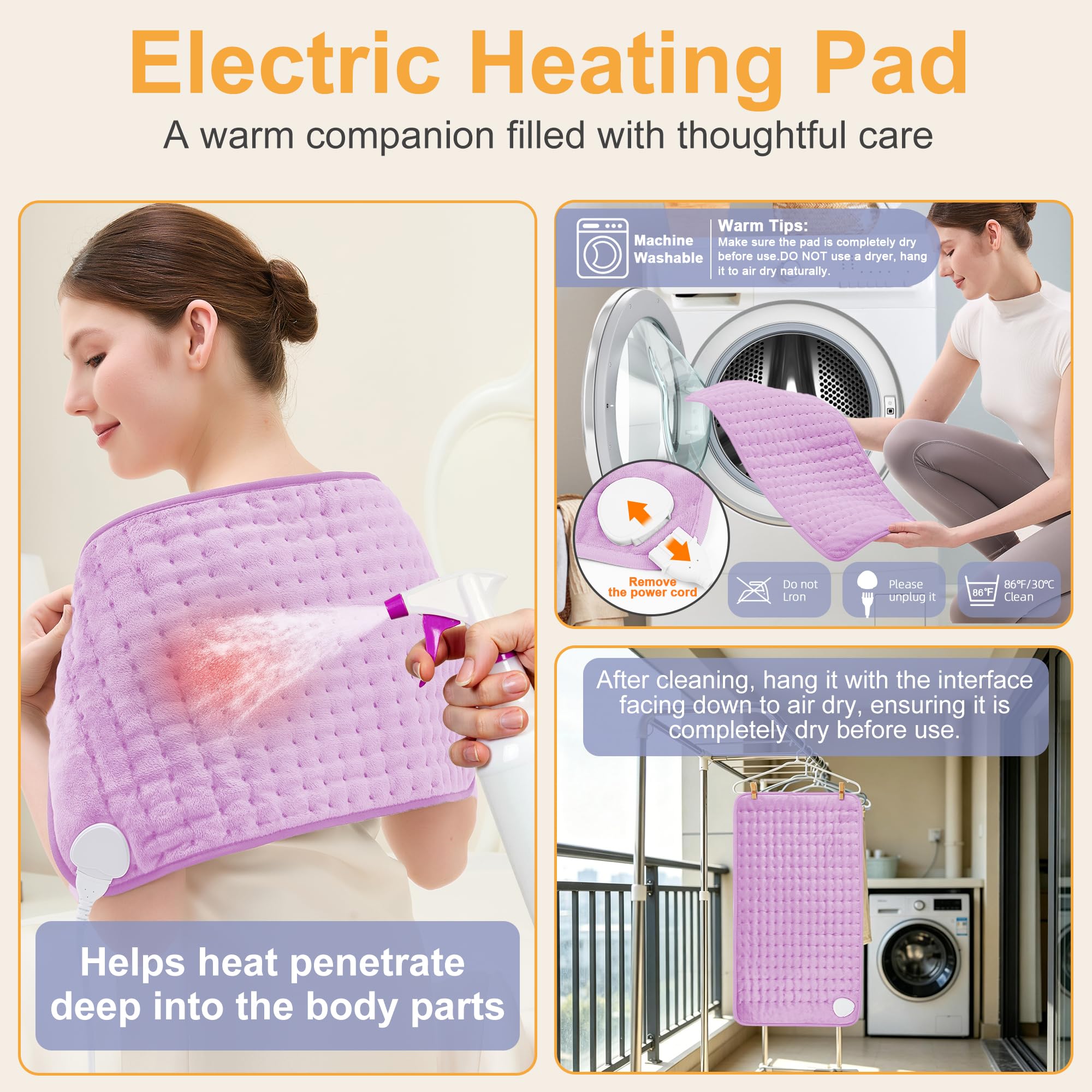 Heating Pad,Heated Blanket,Heating Pad for Back Neck,Silvergray,24x12In | Electric Heating Pad,Dry/Moist Heat Heating Pads,Heating Pads for Shoulder,Abdomen,Knee,Heat Pad for Women Men,Birthday Gift