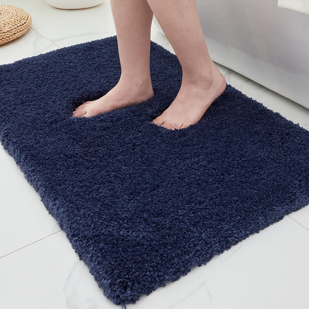 ILANGO Pink Bathroom Rugs 24" × 17" Non Slip & Super Absorbent Extra Thick Soft, Washable Bath Mat for Floor, Non Shedding Microfiber Plush Holiday Bath Rug with Rubber for Shower Sink