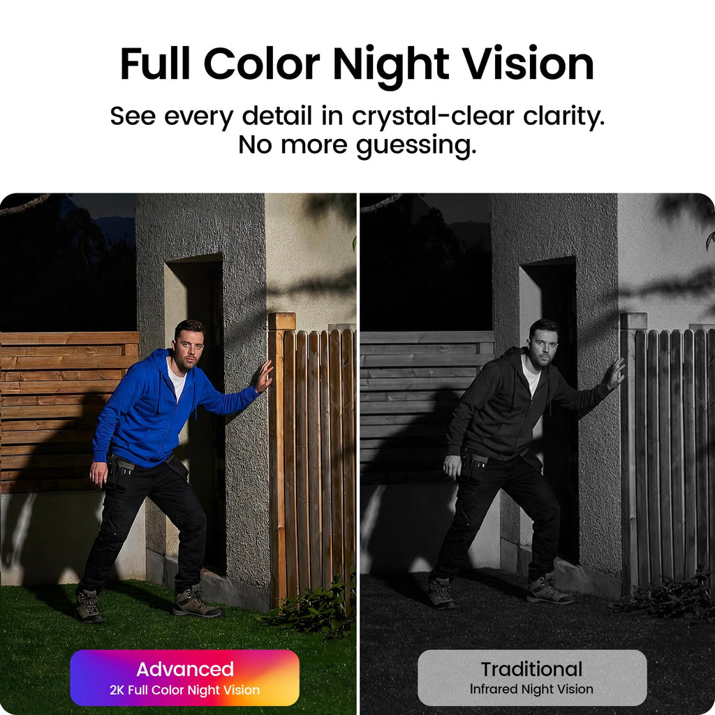aosu Solar Security Cameras Wireless Outdoor, 2K HD Home Security Camera System, PIR + AI Human Detection, Color Night Vision, Easy to Set Up, Local Storage, No Subscription Required, 4-Cam Kit