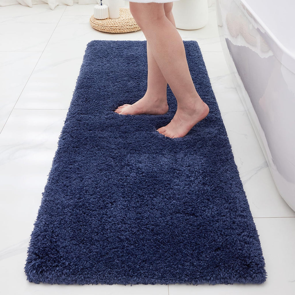 ILANGO Pink Bathroom Rugs 24" × 17" Non Slip & Super Absorbent Extra Thick Soft, Washable Bath Mat for Floor, Non Shedding Microfiber Plush Holiday Bath Rug with Rubber for Shower Sink