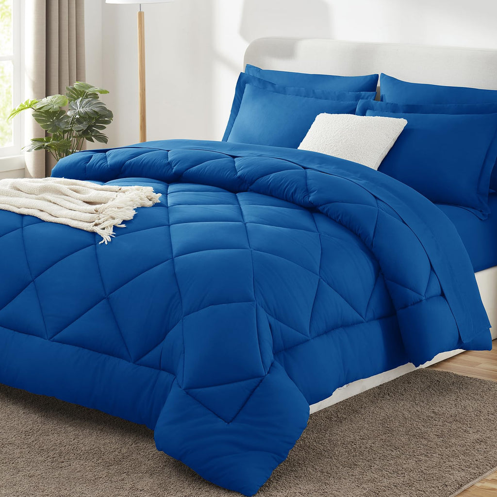CozyLux Twin XL Comforter Set Black - 5 Pieces Twin Extra Long Bed in a Bag for College Dorm, All Season Bedding Set for Girls and Boys, Soft Bed Set with Comforter, Sheets, Pillowcase & Sham
