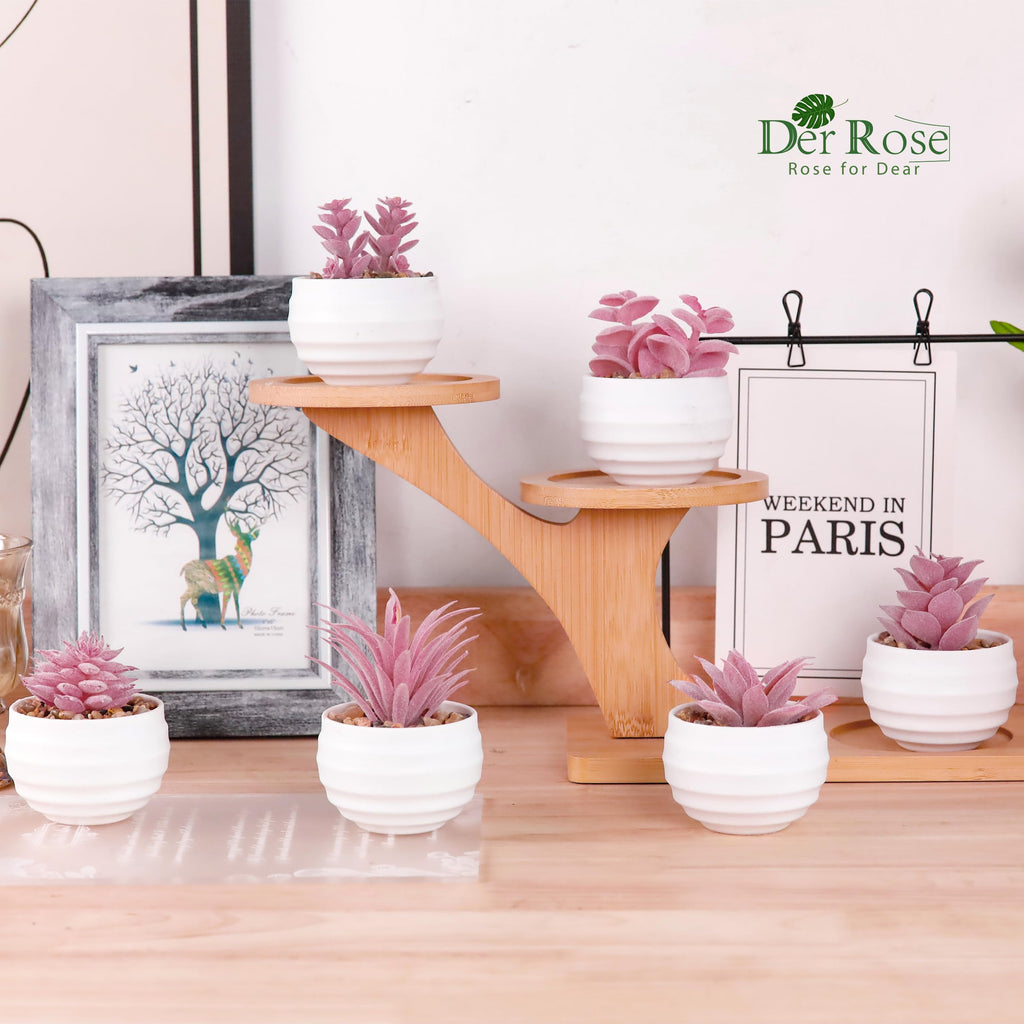 Der Rose 6 Pack Succulents Fake Plants for Bedroom Bathroom Home Decor | Small fake plants，perfect for aesthetic living room shelf decor，office desk accessories，gifts for women，fresh all year