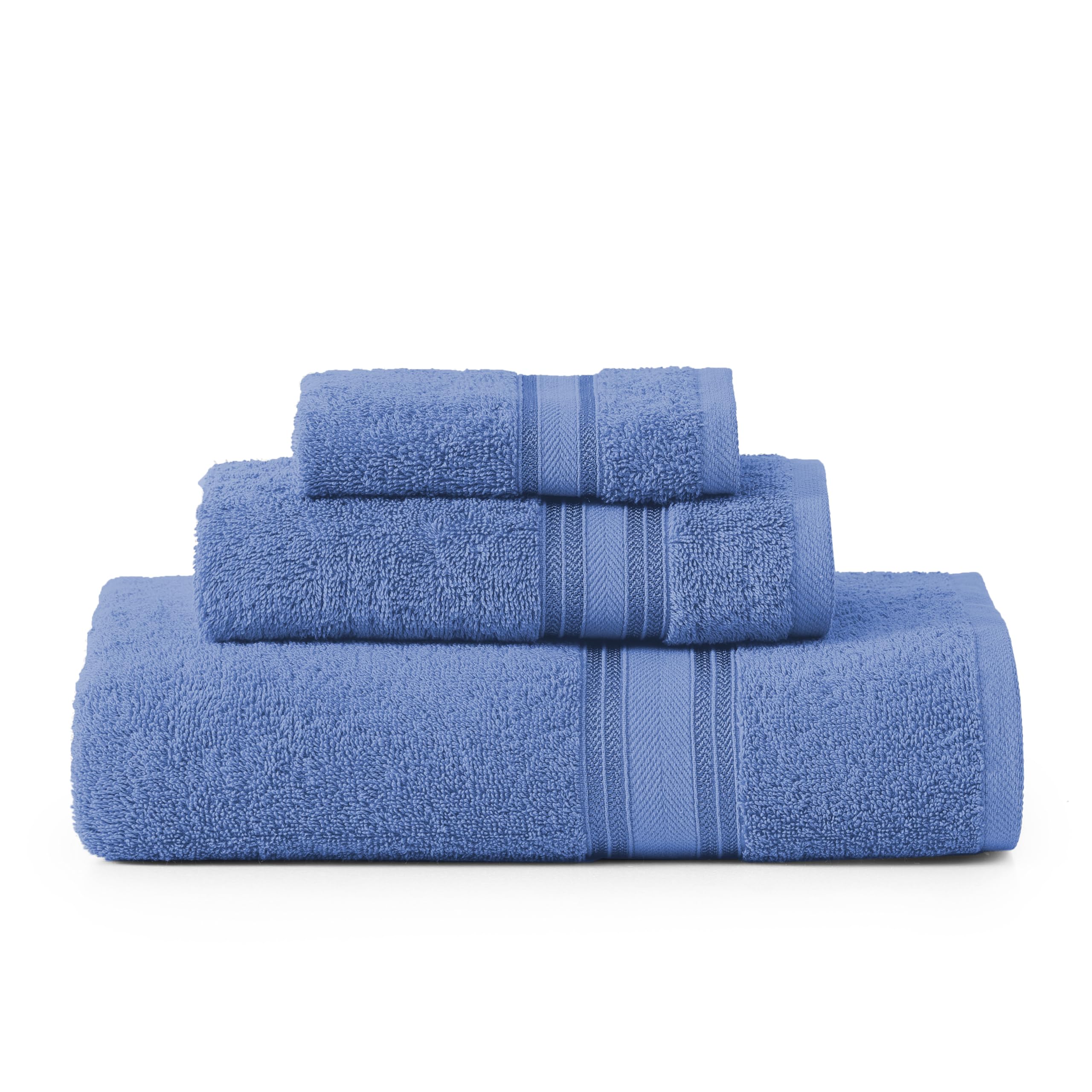 LANE LINEN Bathroom Towels Set of 18 – Zero Twist, 100% Mercerized Cotton Towel, 6 Bath, 6 Handtowel & 6 Washcloths, Luxury Hotel Design, Perfect for Salon & Guests, Machine Washable – Cerulean Blue