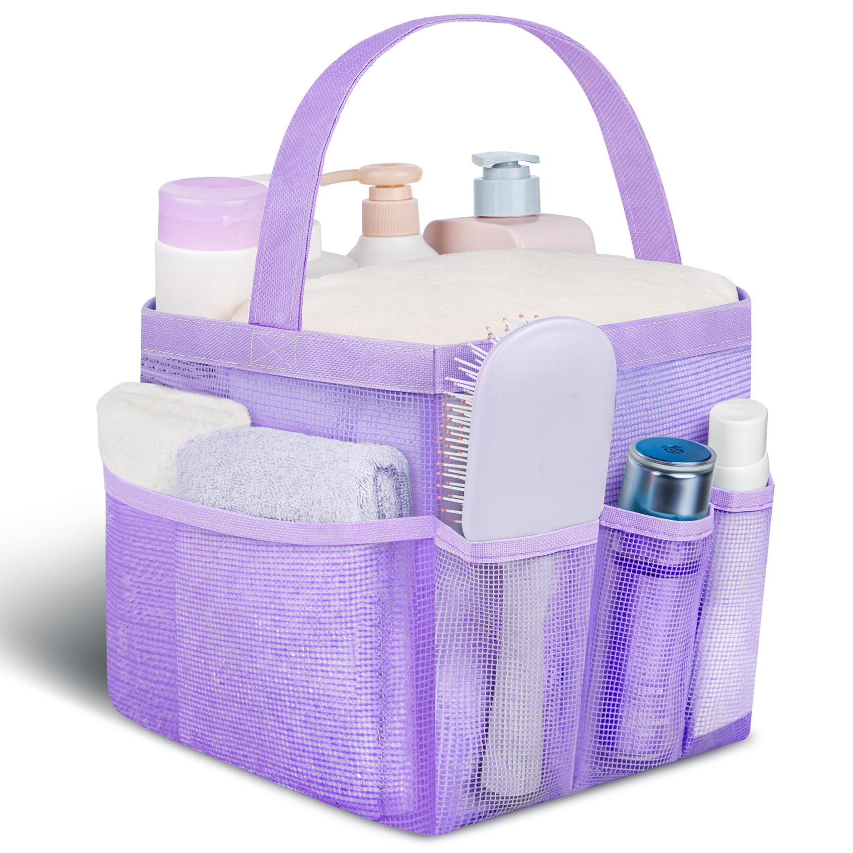 Attmu Mesh Shower Caddy Portable for College Dorm Room Camping Essentials, Shower Caddy Dorm with 9-Pockets, Large Capacity Hanging Basket Bathroom Bag for Toiletry, Swimming, Gym, Camp, Beach