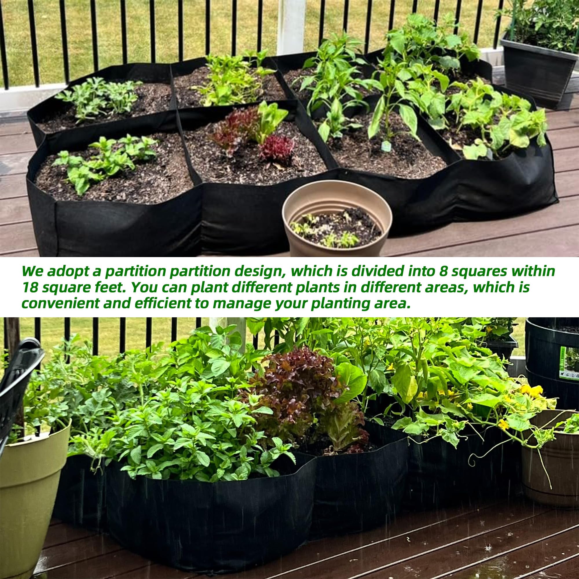 CJGQ Fabric Raised Garden Bed 6x3x1ft Garden Grow Bed Bags for Growing Herbs, Flowers and Vegetables 128 Gallon