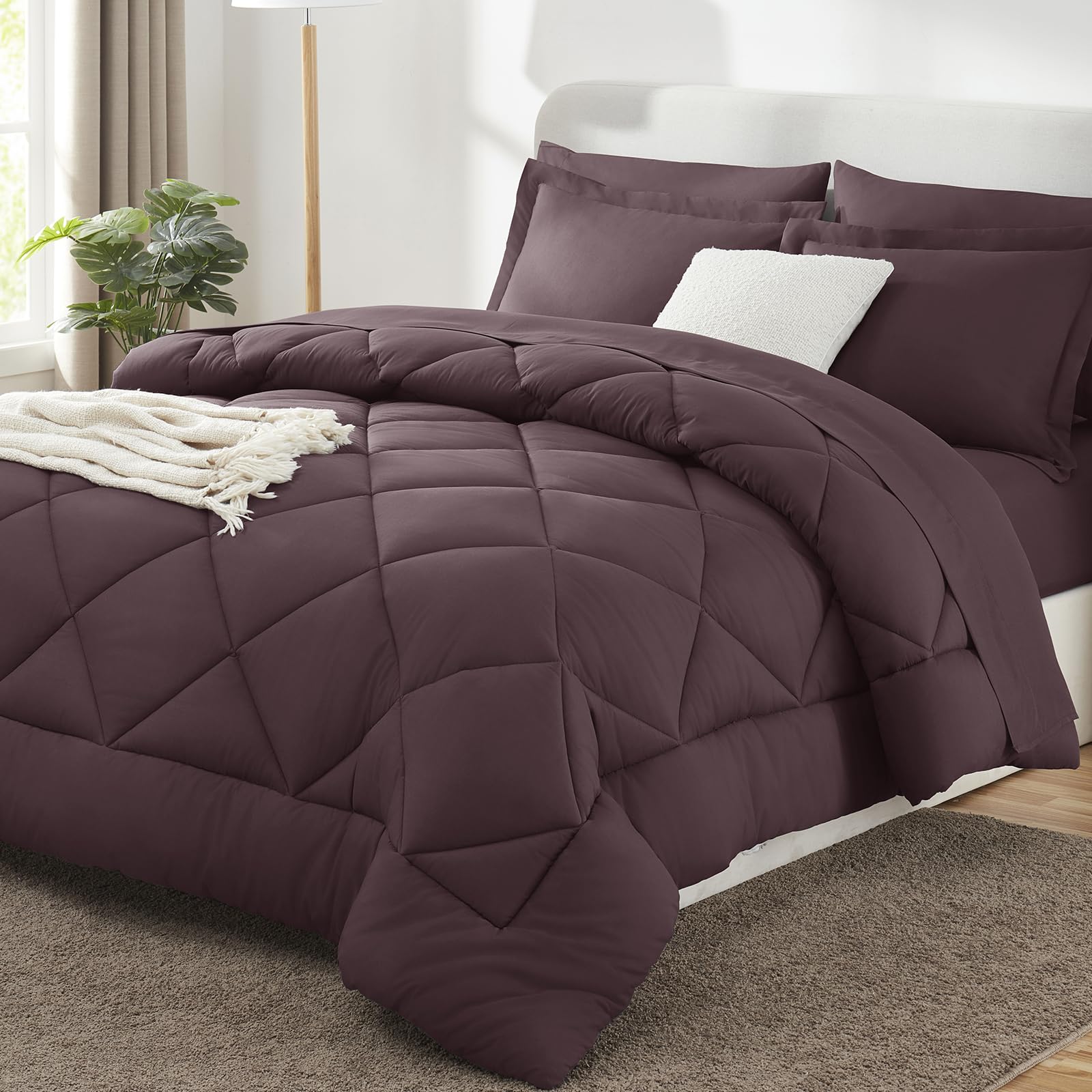 CozyLux Twin XL Comforter Set Black - 5 Pieces Twin Extra Long Bed in a Bag for College Dorm, All Season Bedding Set for Girls and Boys, Soft Bed Set with Comforter, Sheets, Pillowcase & Sham