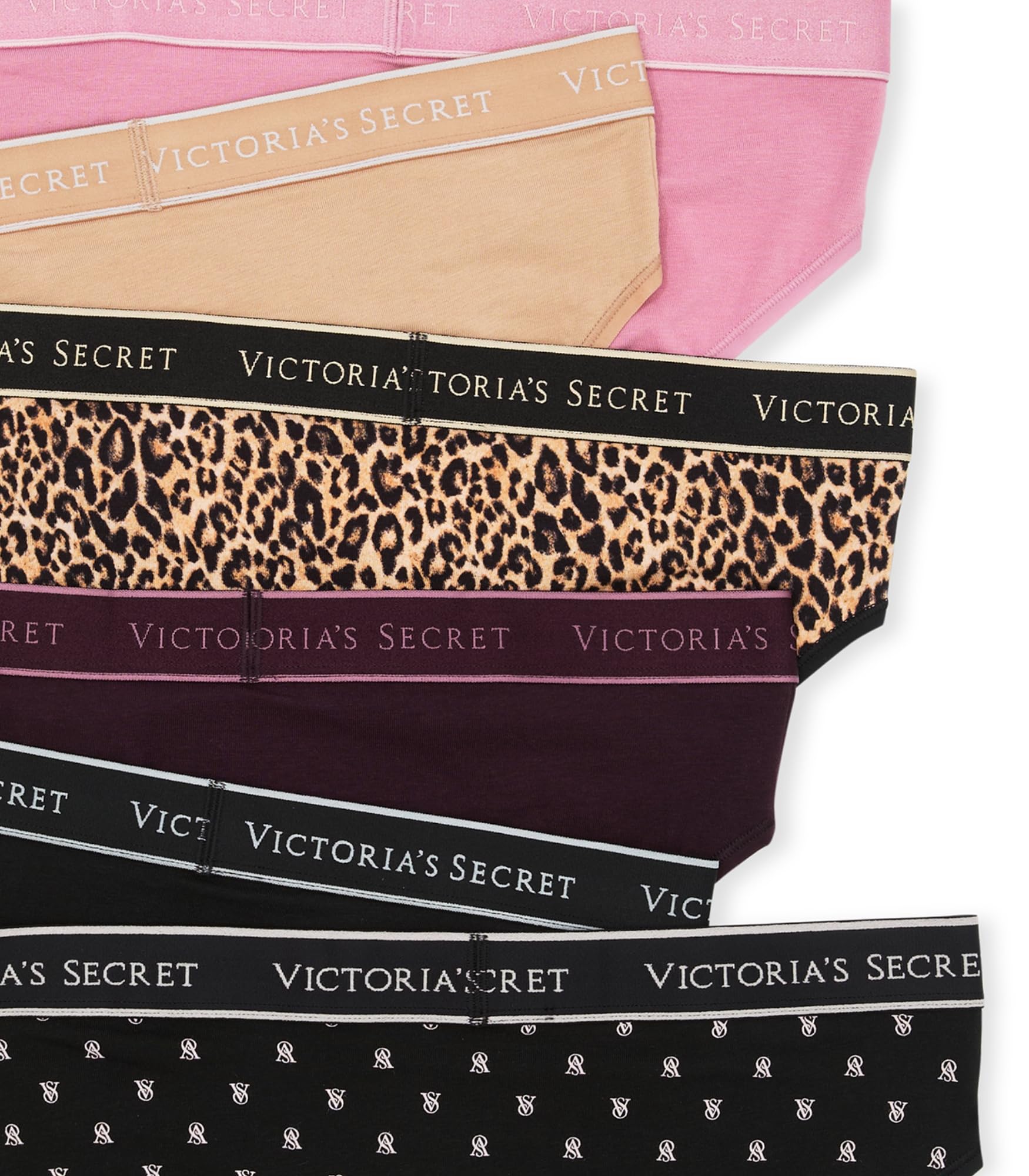Victoria's Secret Women's Cotton Logo Hipster Underwear, Moderate Coverage Panties for Women, Multi Pack (XS-XXL)