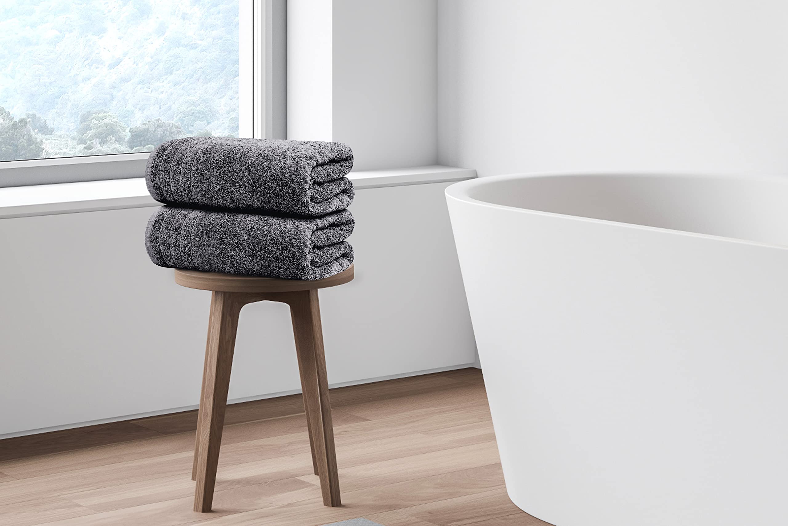 Tens Towels Pack of 4 Extra Large Bath Towels 30 x 60 Inches, 100% Cotton, Larger & Lighter Weight, Quicker to Dry, Super Soft and Absorbent, Perfect for Bathroom, Black