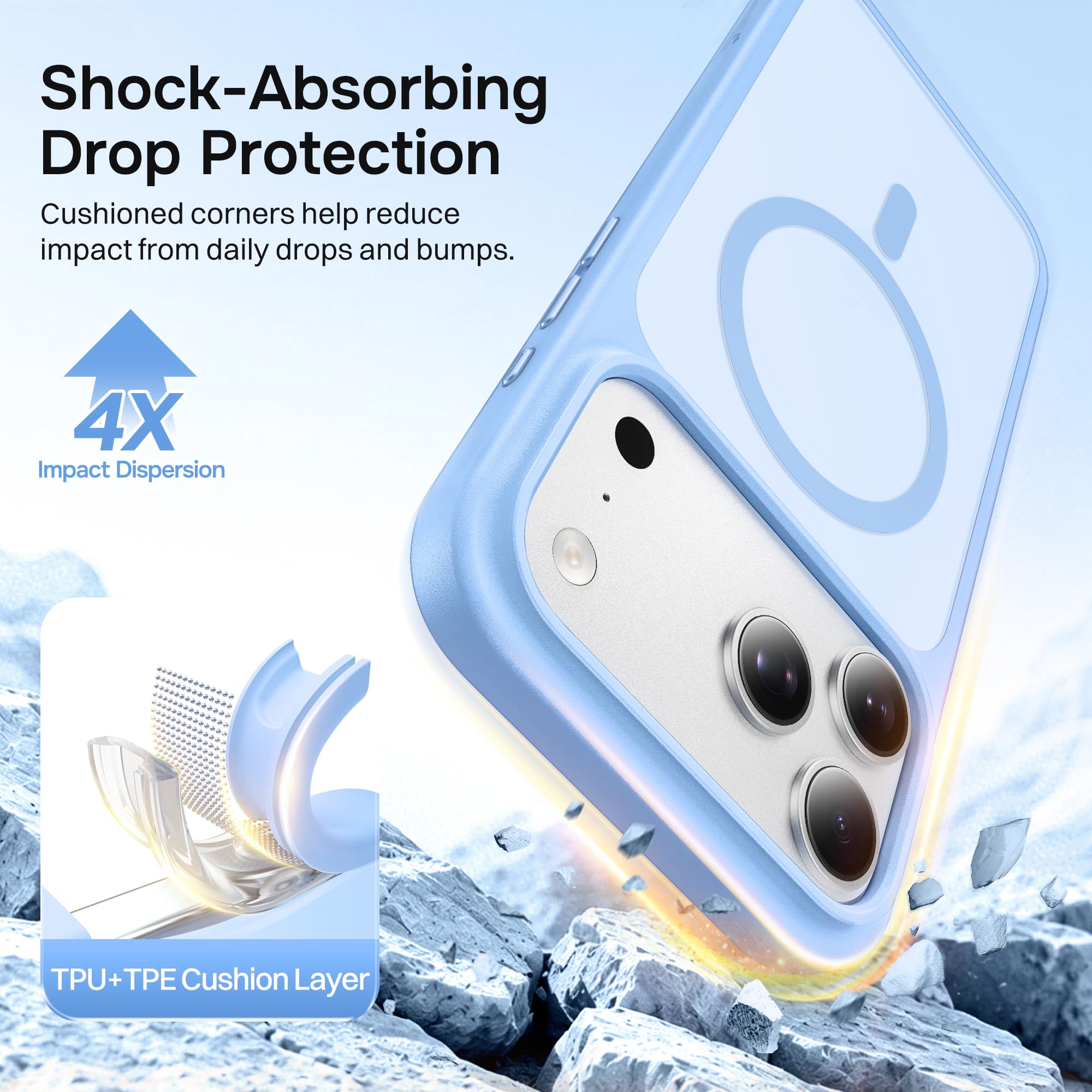 Magnetic for iPhone 17 Pro Max Case, Compatible with MagSafe, [Military Grade Drop Protection] Translucent Matte Shockproof Protective Anti-Fingerprint Phone Case, 6.9", Dark Purple