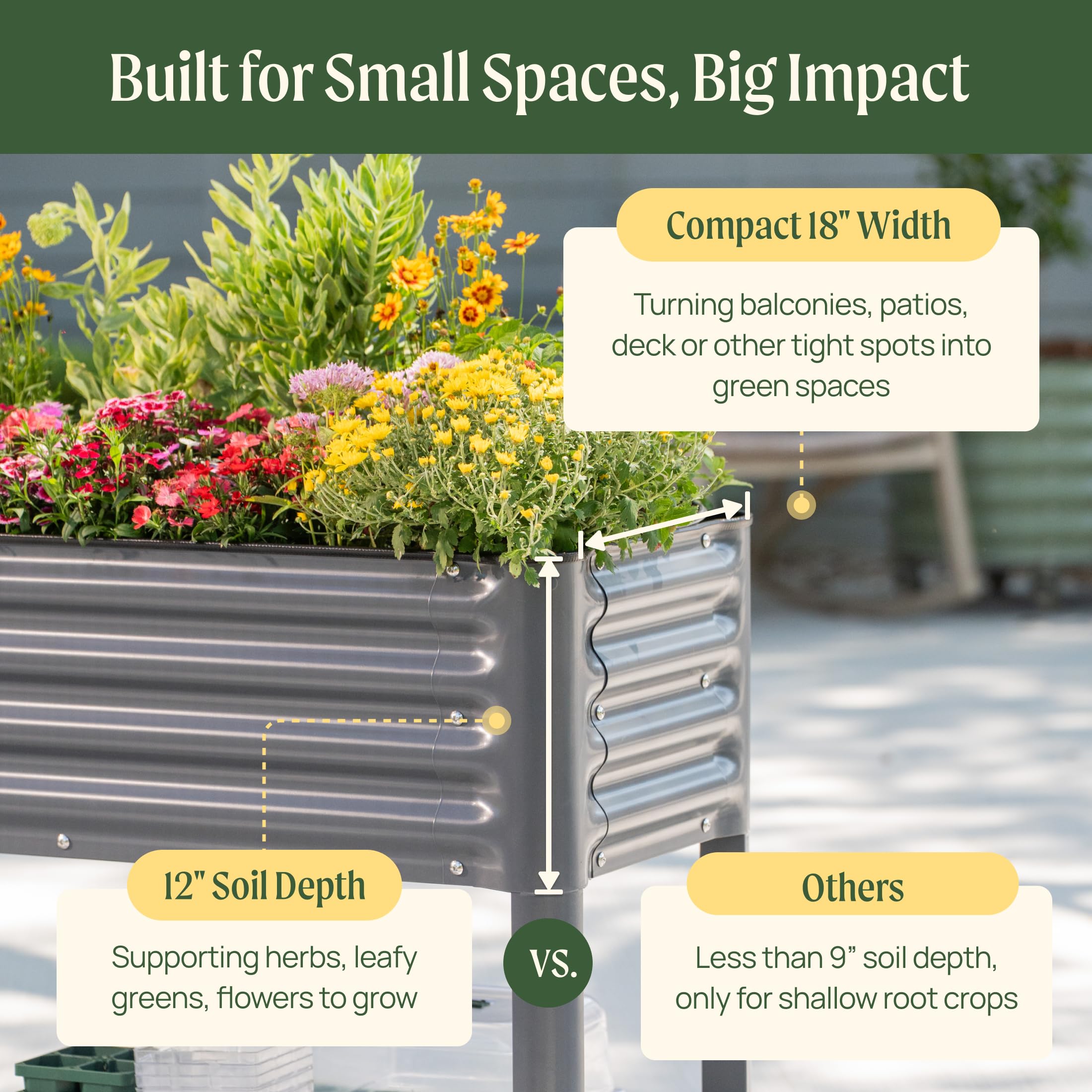Rolling Elevated Raised Garden Bed, 2' x 4' Outdoor Planters Boxes with Legs & Storage Rack for Patio, 700 Lbs Weight Capacity, Raised Beds for Gardening Herbs Flowers, Pearl White