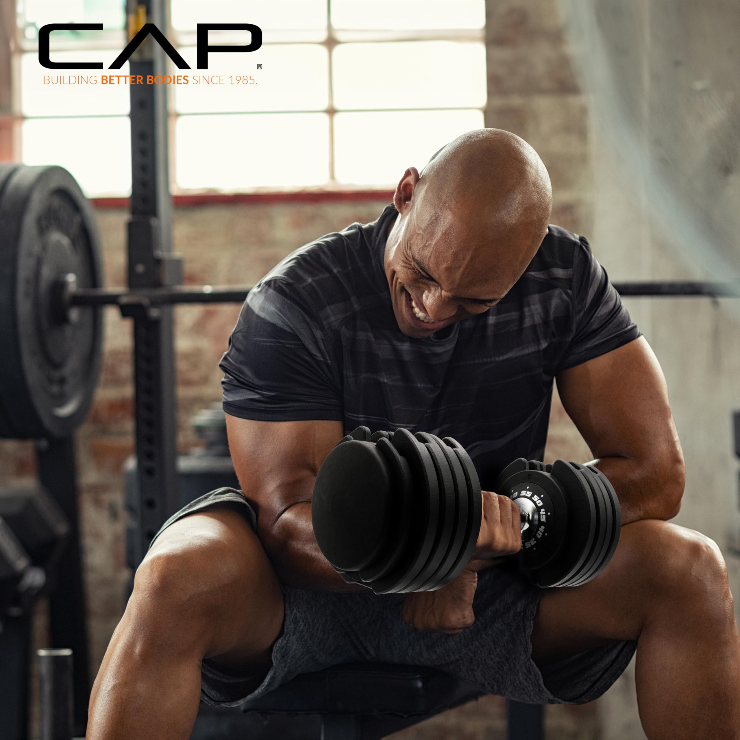 CAP ADJUSTABELL Adjustable Dumbbell Set, Premium Quick Select Adjustable Weights for Strength Training, Singles & Pairs, 12.5 LB, 25 LB & 55 LB, Round & Hex Dumbbells, Multiple Grip Handle Options