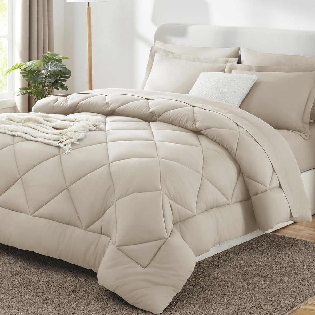 CozyLux Twin XL Comforter Set Black - 5 Pieces Twin Extra Long Bed in a Bag for College Dorm, All Season Bedding Set for Girls and Boys, Soft Bed Set with Comforter, Sheets, Pillowcase & Sham