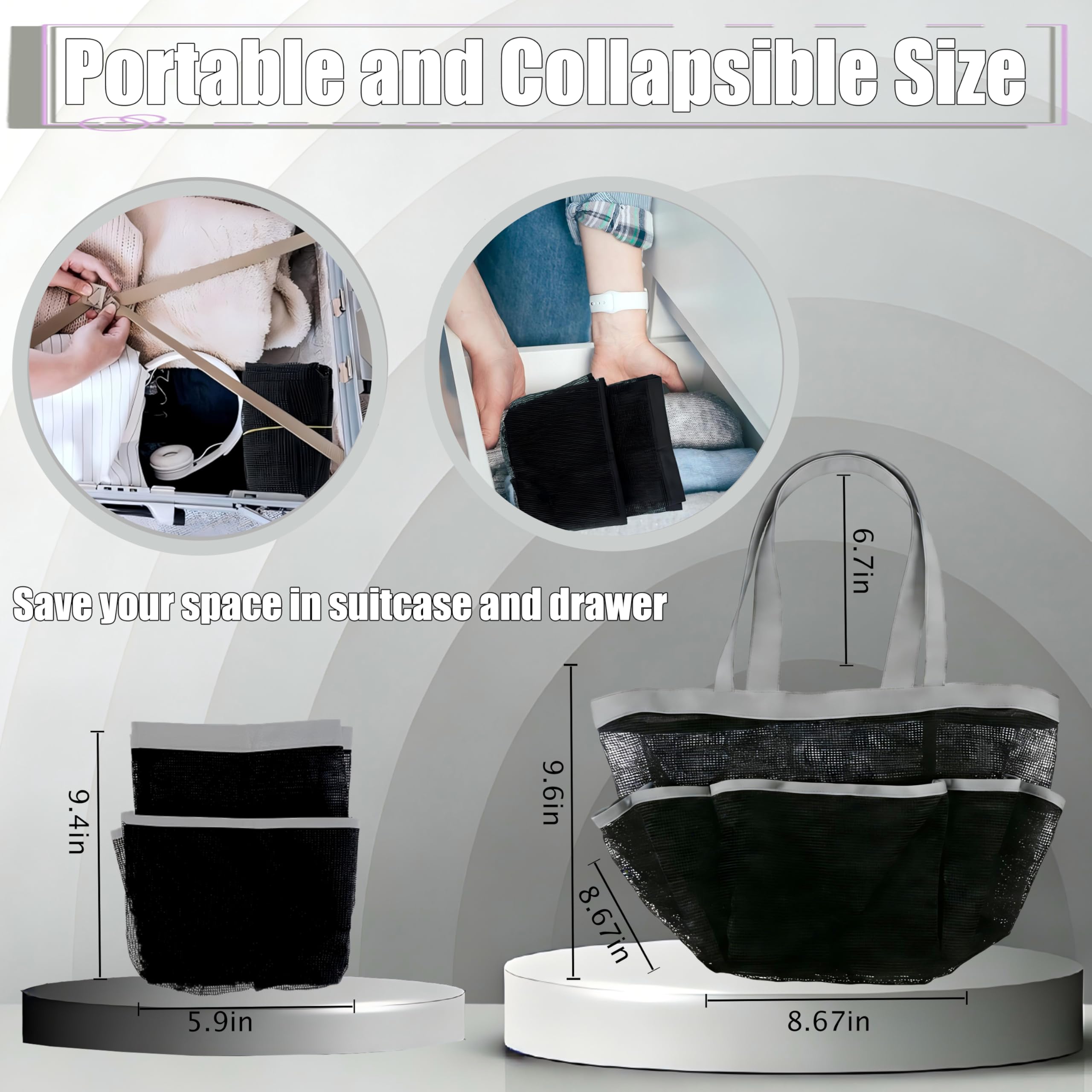 Attmu Mesh Shower Caddy Portable for College Dorm Room Camping Essentials, Shower Caddy Dorm with 9-Pockets, Large Capacity Hanging Basket Bathroom Bag for Toiletry, Swimming, Gym, Camp, Beach