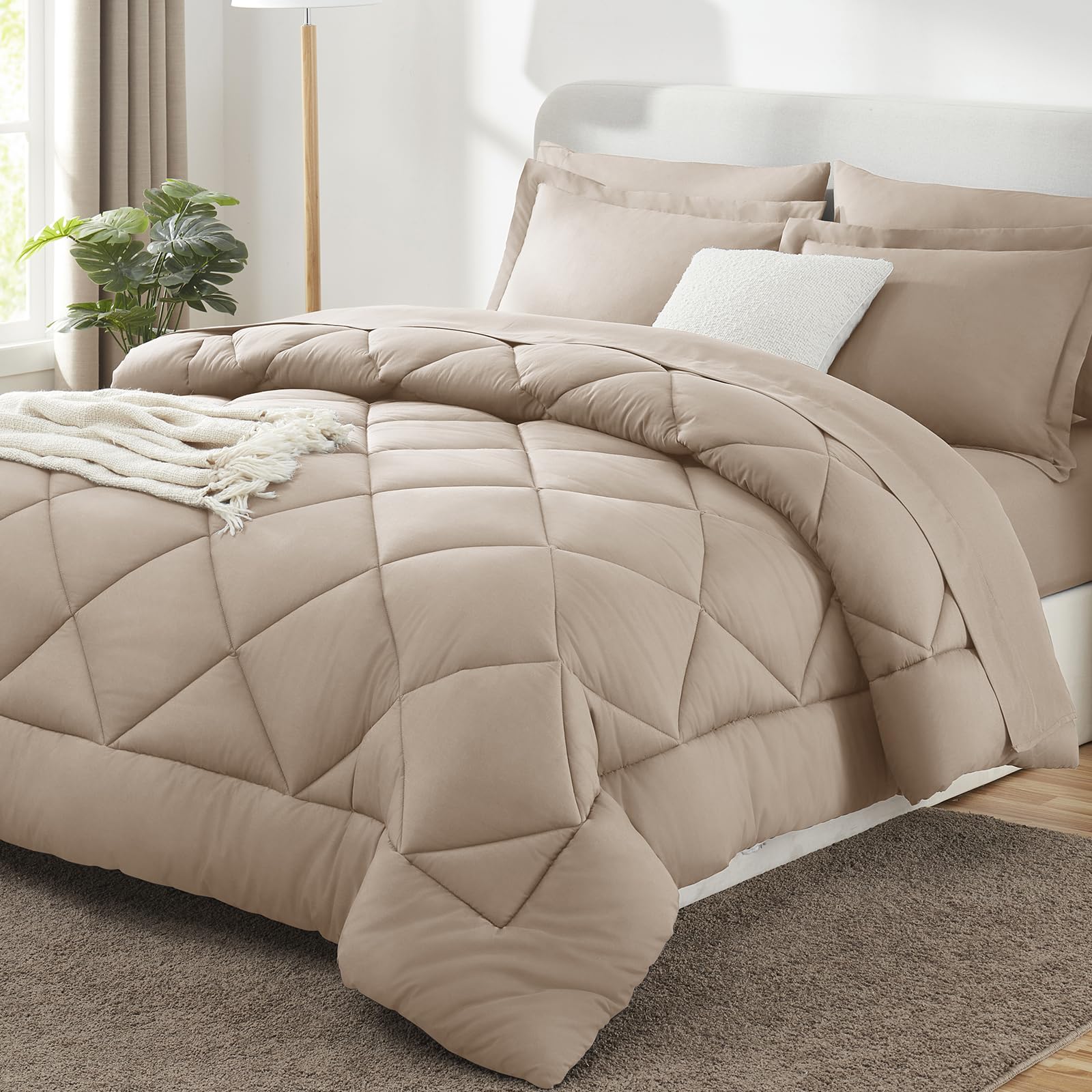 CozyLux Twin XL Comforter Set Black - 5 Pieces Twin Extra Long Bed in a Bag for College Dorm, All Season Bedding Set for Girls and Boys, Soft Bed Set with Comforter, Sheets, Pillowcase & Sham