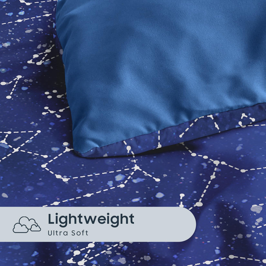 Wake In Cloud - Constellation Comforter Set, Celestial Space Star Galaxy Astrology, Soft Lightweight Bedding for Teen Kids Boys Girls, 3 Pieces, Navy Blue, Twin/Twin XL Size