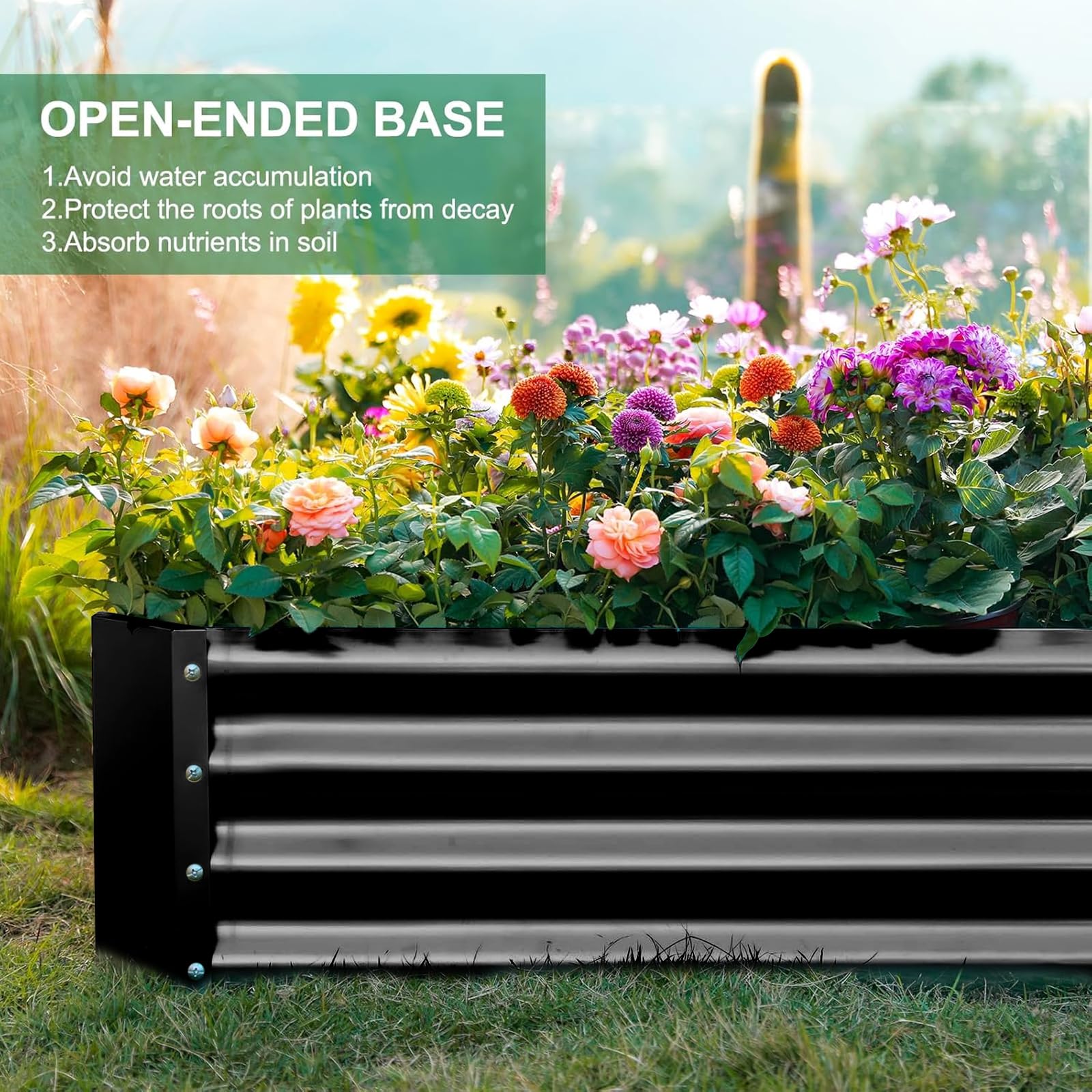 Land Guard 3 Pack 8×4×1ft Galvanized Metal Raised Garden Bed, Metal Planter Kit Box Outdoor for Deep-Rooted Vegetables, Flowers, Green and Herbs, Silver