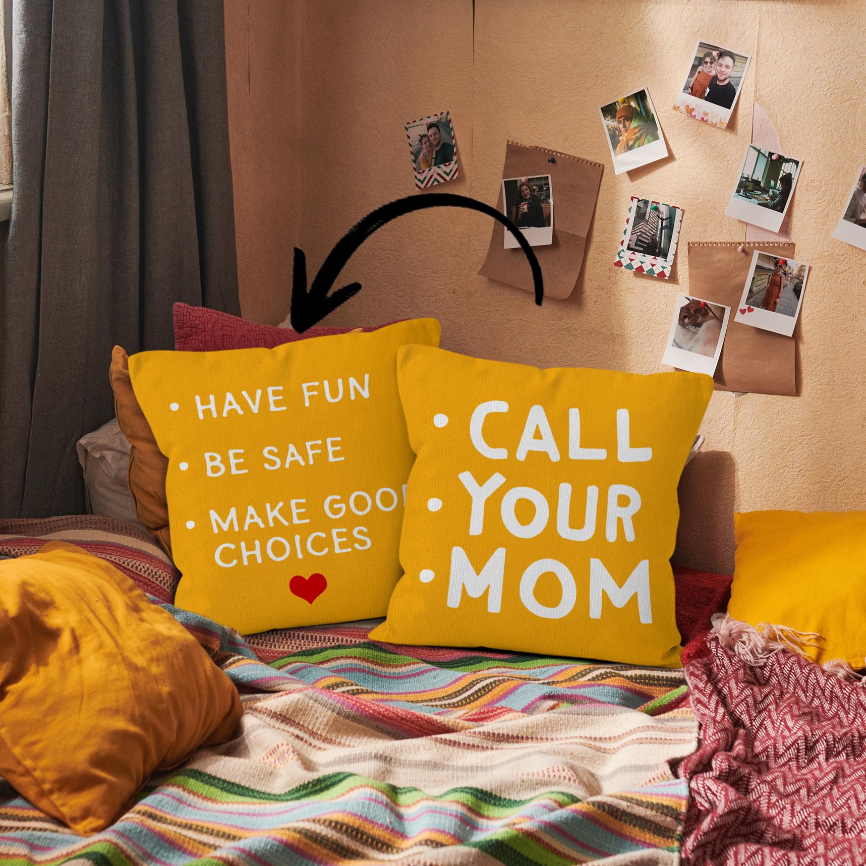 HIWX College Dorm Decor,Funny Have Fun Be Safe Make Good Choices Call Your Mom Decorative 18 x 18 Throw Pillow Cover,Call Your Mom Pillow,Throw Pillows for Dorm Bed Room Student Decor Pillowcase