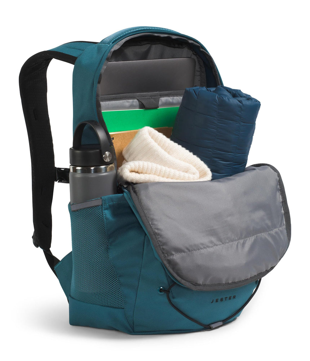 The North Face Jester Everyday Laptop Backpack - Commuter Daypack, Water Repellent, Laptop Sleeve, TNF Black-NPF, One Size | 28L recycled polyester with DWR finish, padded 16 in sleeve, chiropractor-endorsed FlexVent suspension, bottle pockets
